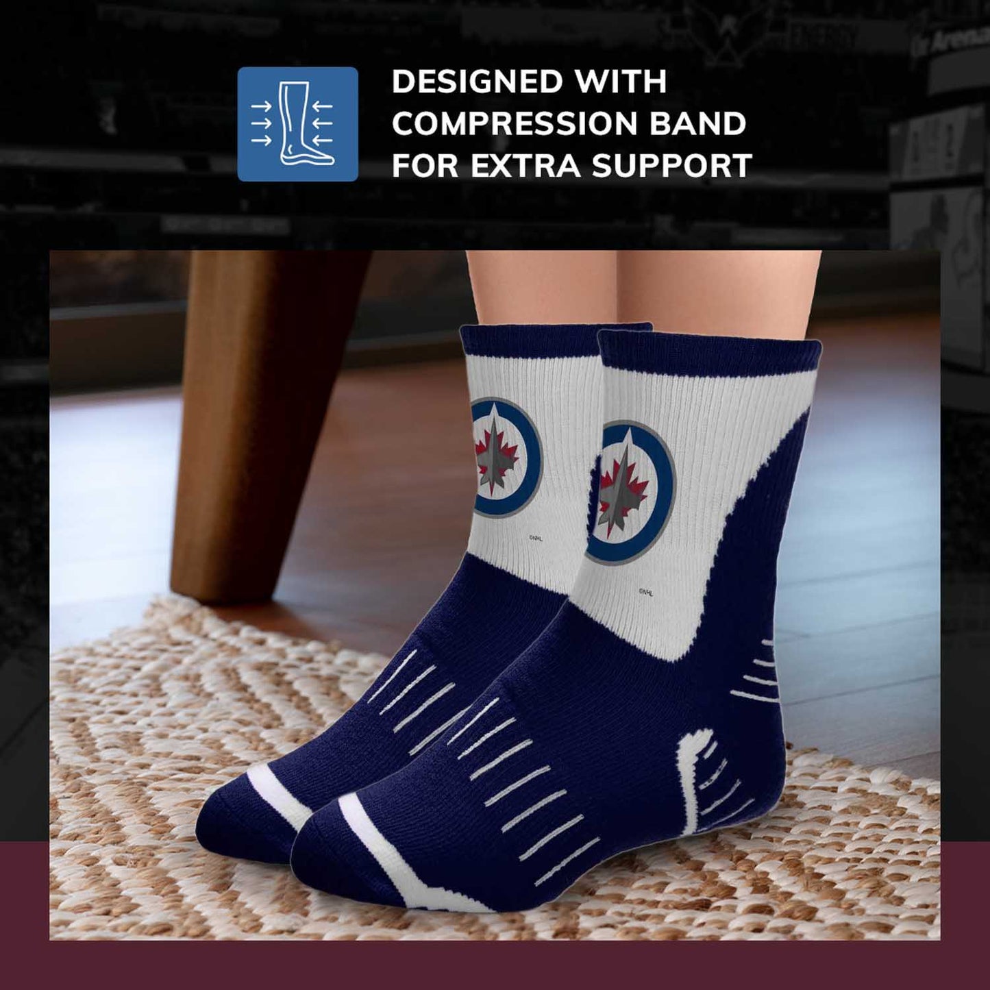 Winnipeg Jets NHL Adult Surge Team Mascot Mens and Womens Quarter Socks - Navy