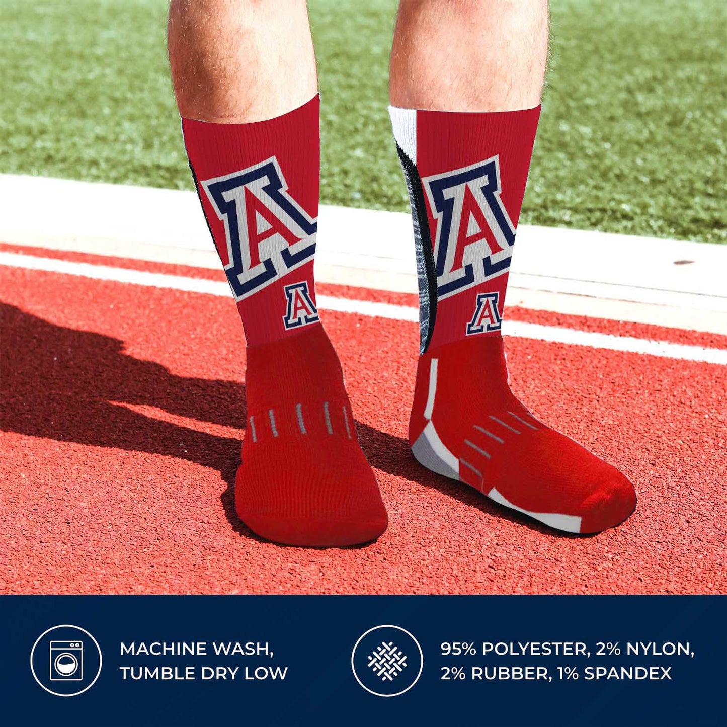 Arizona Wildcats NCAA Adult State and University Crew Socks - Cardinal