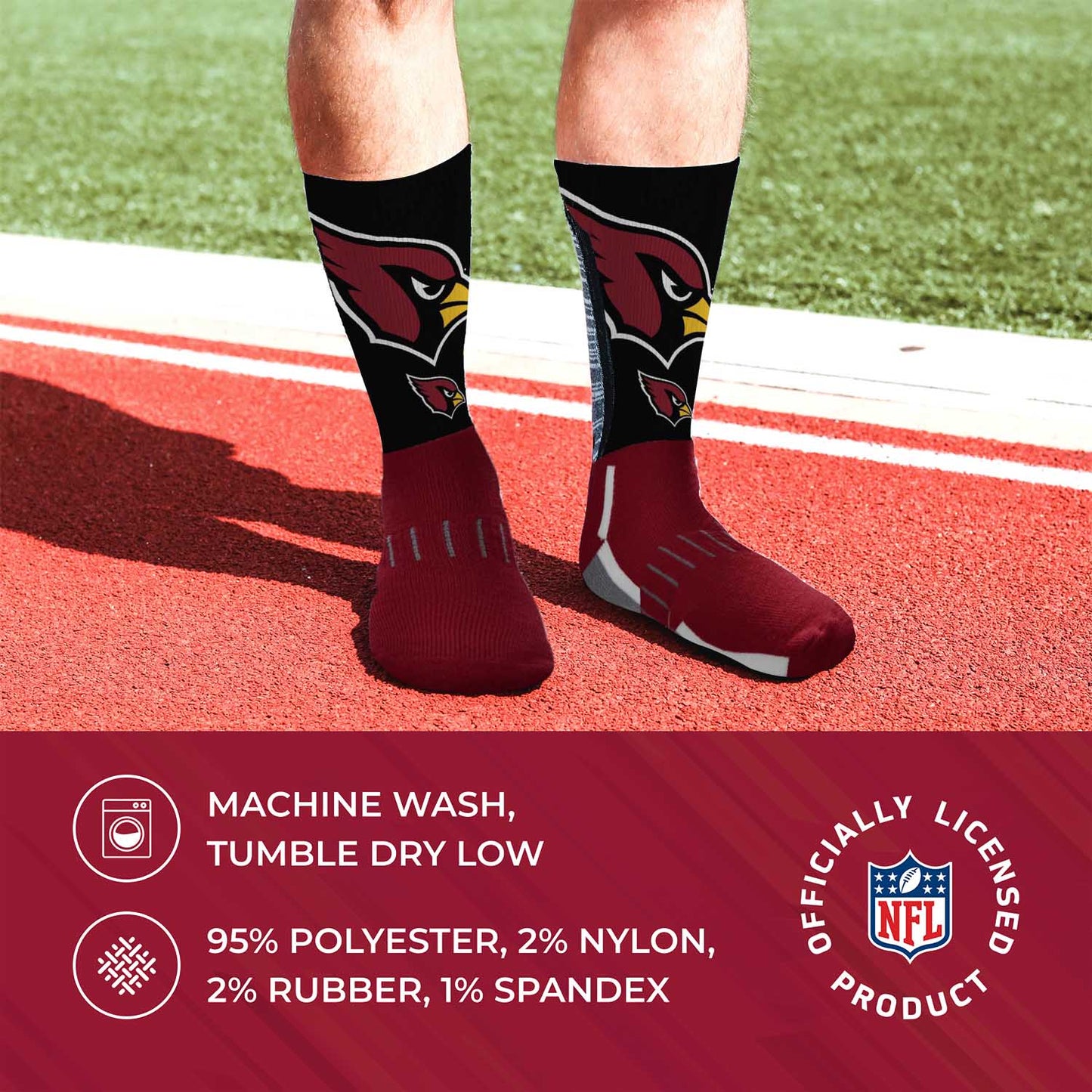 Arizona Cardinals NFL Adult Curve Socks - Maroon