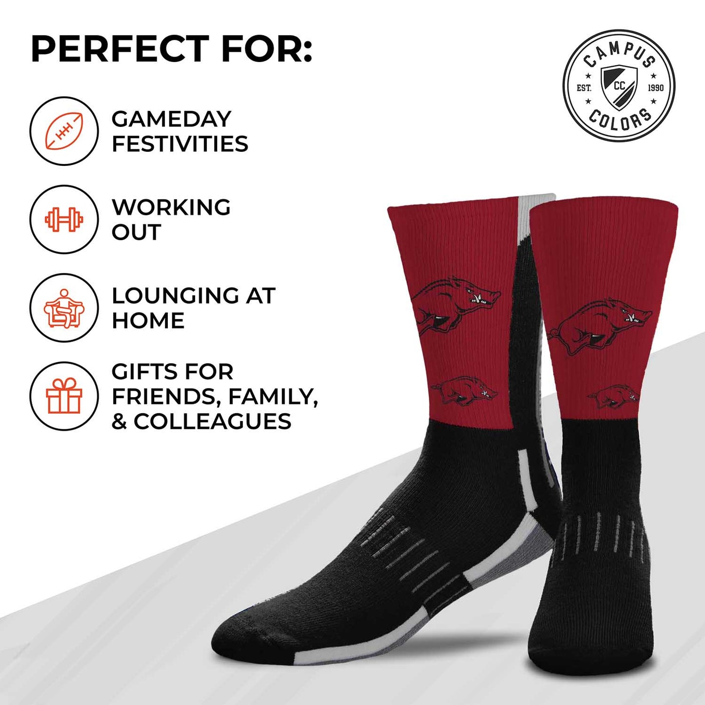 Arkansas Razorbacks NCAA Youth University Socks - Maroon