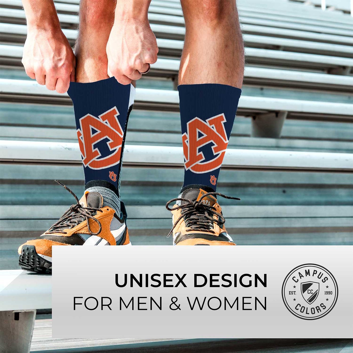 Auburn Tigers NCAA Adult State and University Crew Socks - Navy