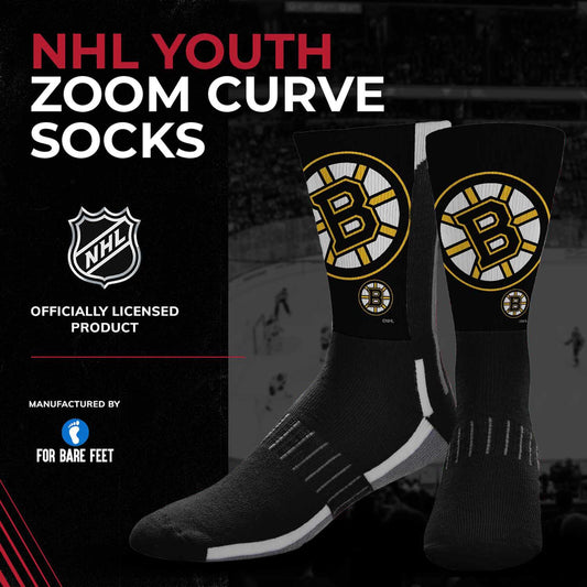 Boston  Bruins Youth NHL Zoom Curve Team Crew Socks - Black