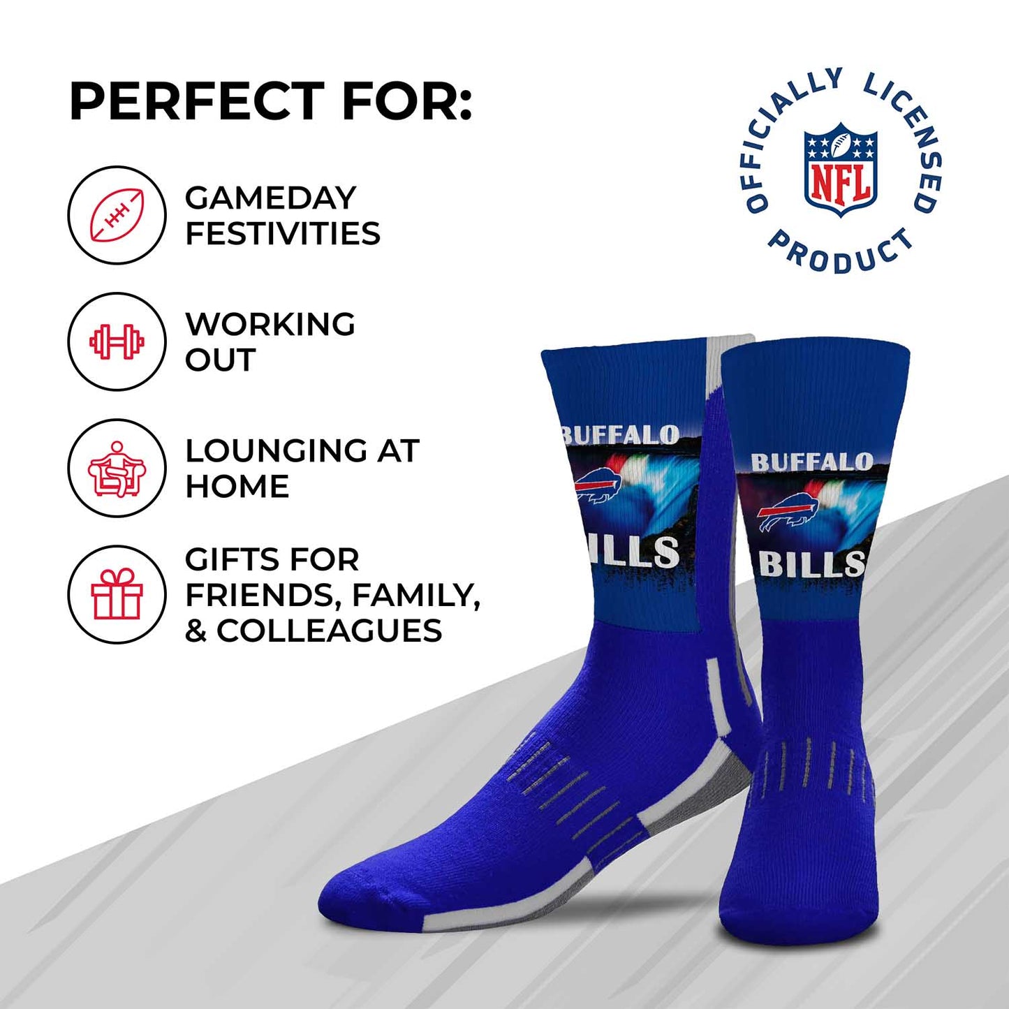 Buffalo Bills NFL Adult Zoom Location Crew Socks - Royal