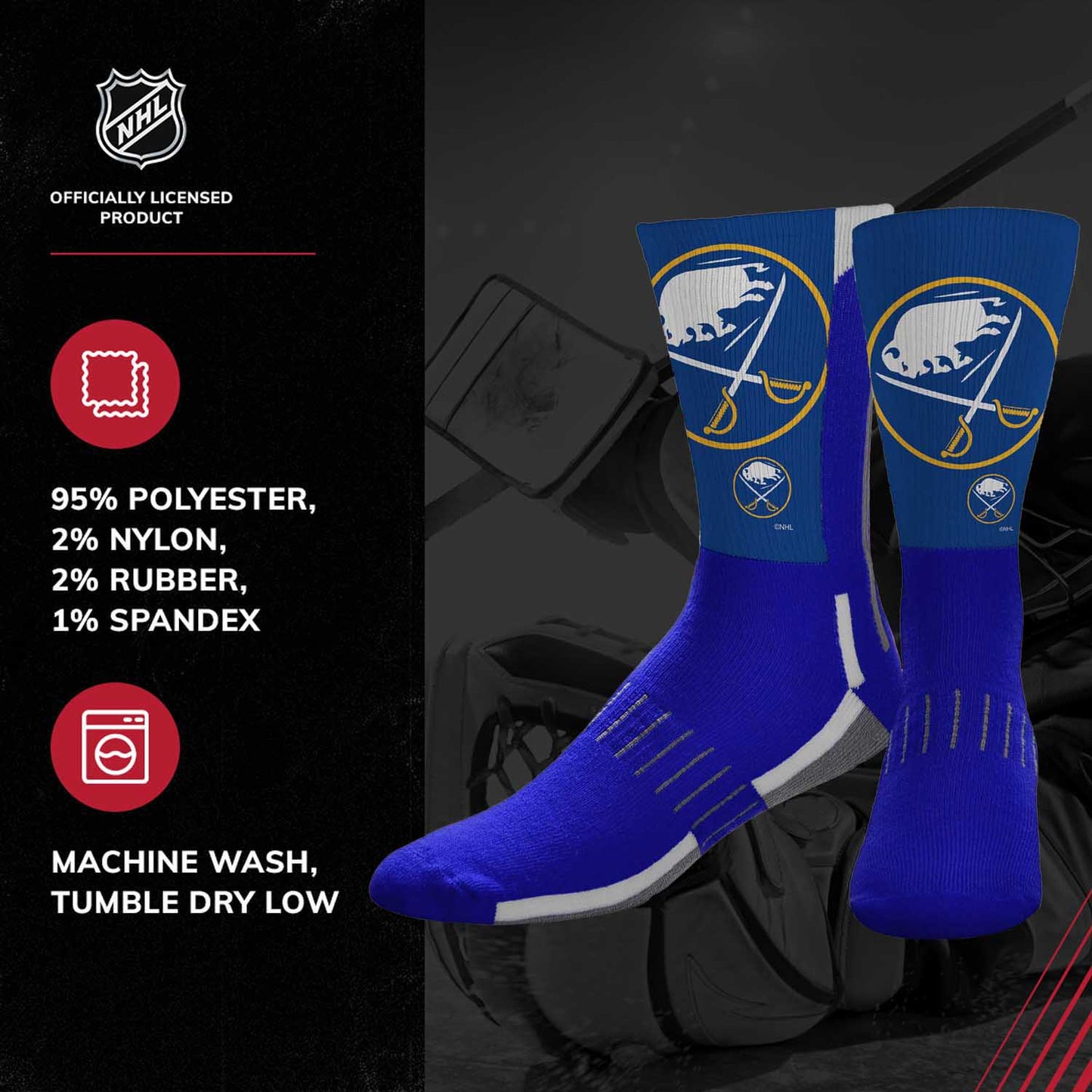 Buffalo Sabres Adult NHL Zoom Curve Team Crew Socks - Royal