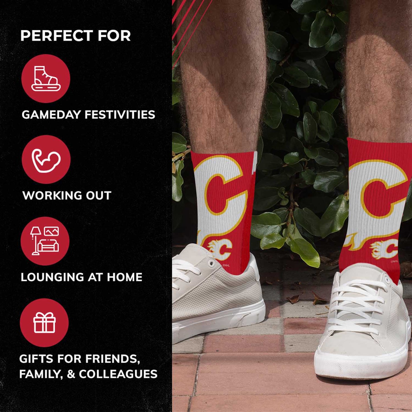 Calgary Flames Adult NHL Zoom Curve Team Crew Socks - Red