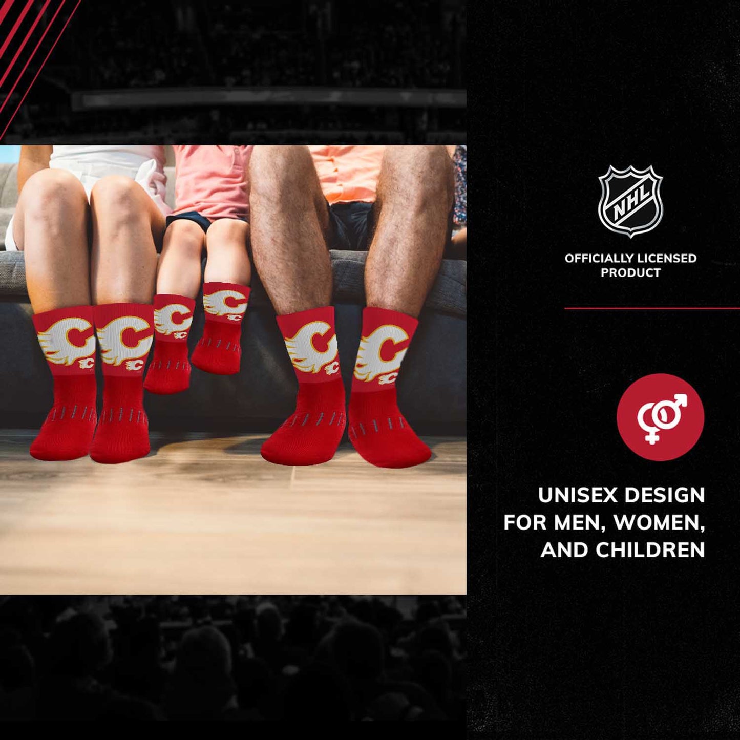 Calgary Flames Adult NHL Zoom Curve Team Crew Socks - Red