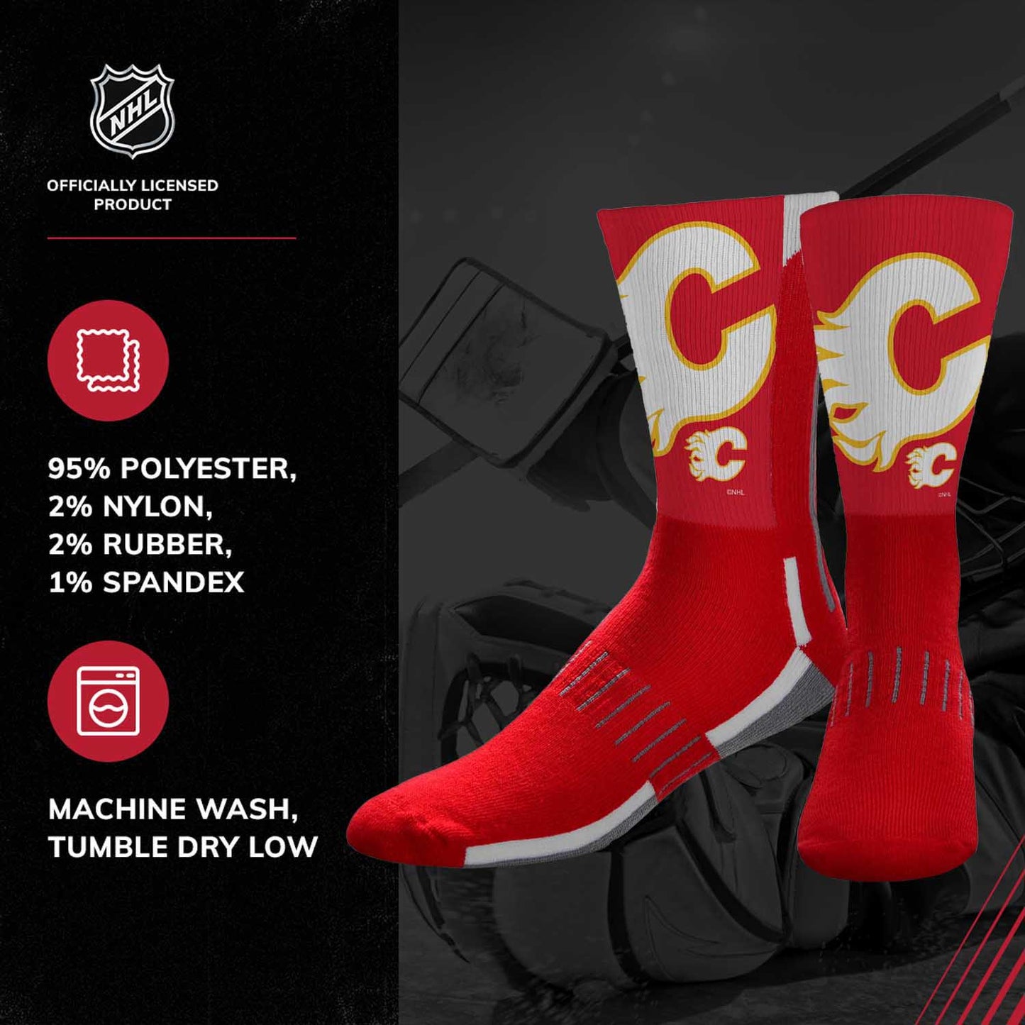 Calgary Flames Youth NHL Zoom Curve Team Crew Socks - Red