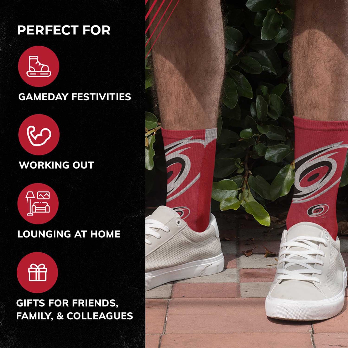 Carolina Hurricanes Adult NHL Zoom Curve Team Crew Socks - Red