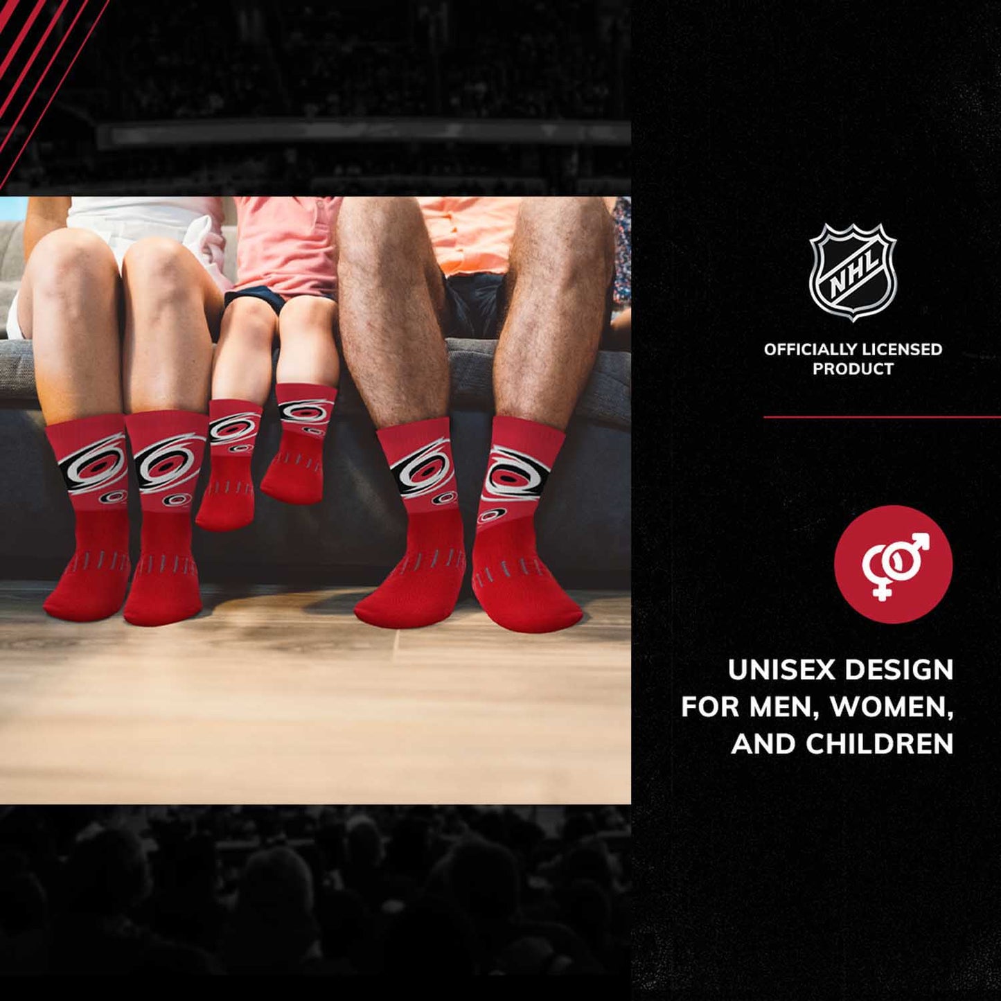 Carolina Hurricanes Adult NHL Zoom Curve Team Crew Socks - Red