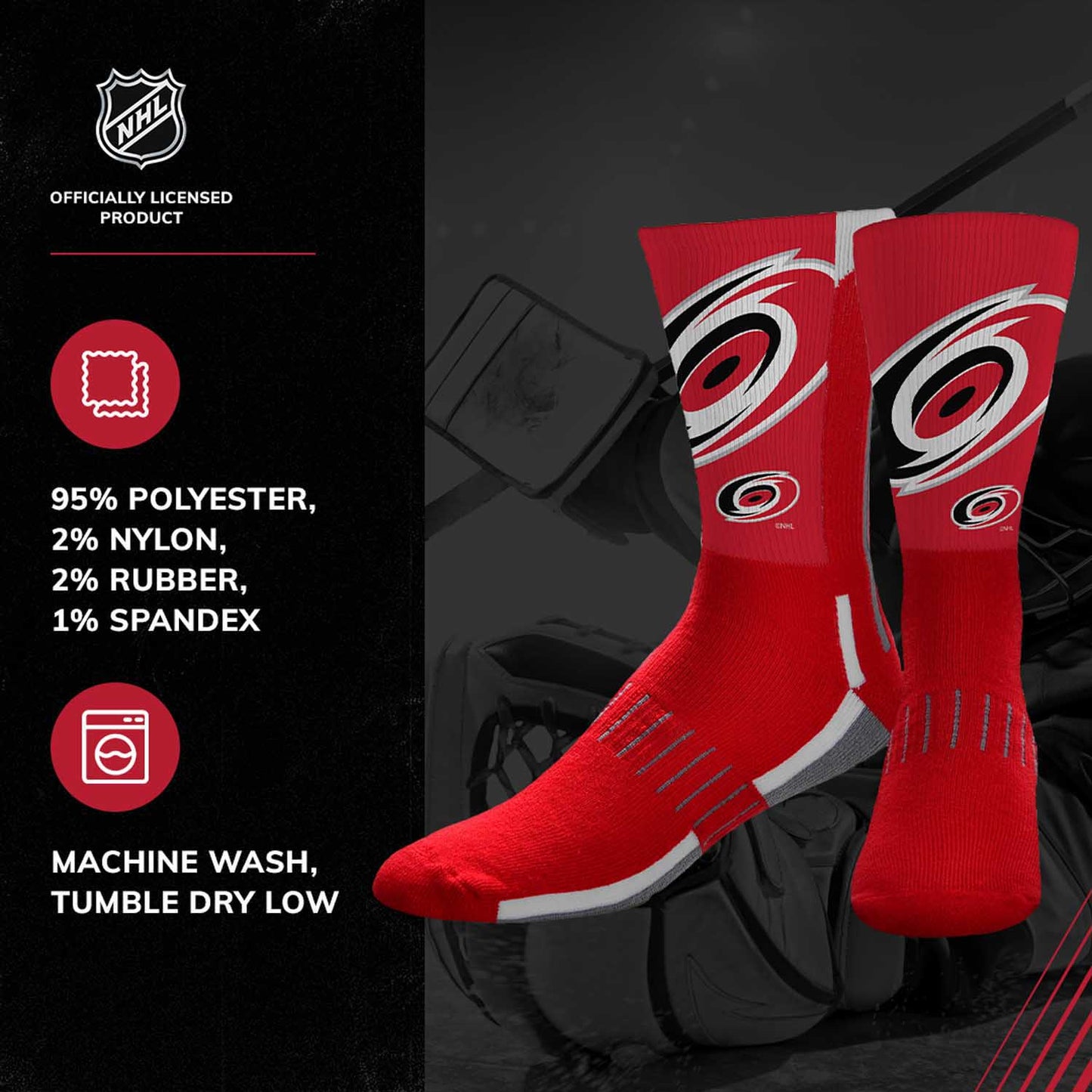 Carolina Hurricanes Adult NHL Zoom Curve Team Crew Socks - Red