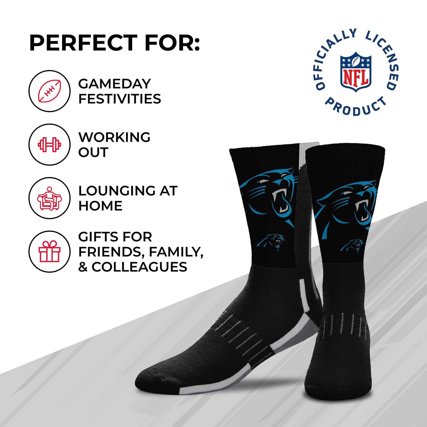 Carolina Panthers NFL Youth V Curve Socks - Team Color