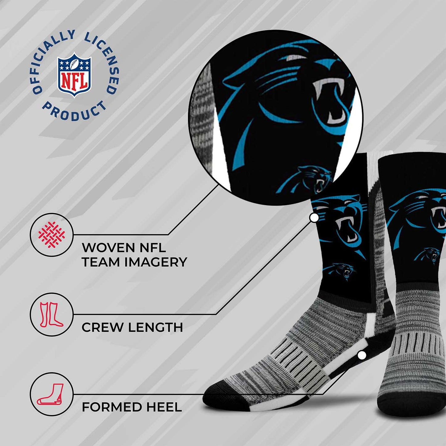 Carolina Panthers NFL Adult Curve Socks - Black