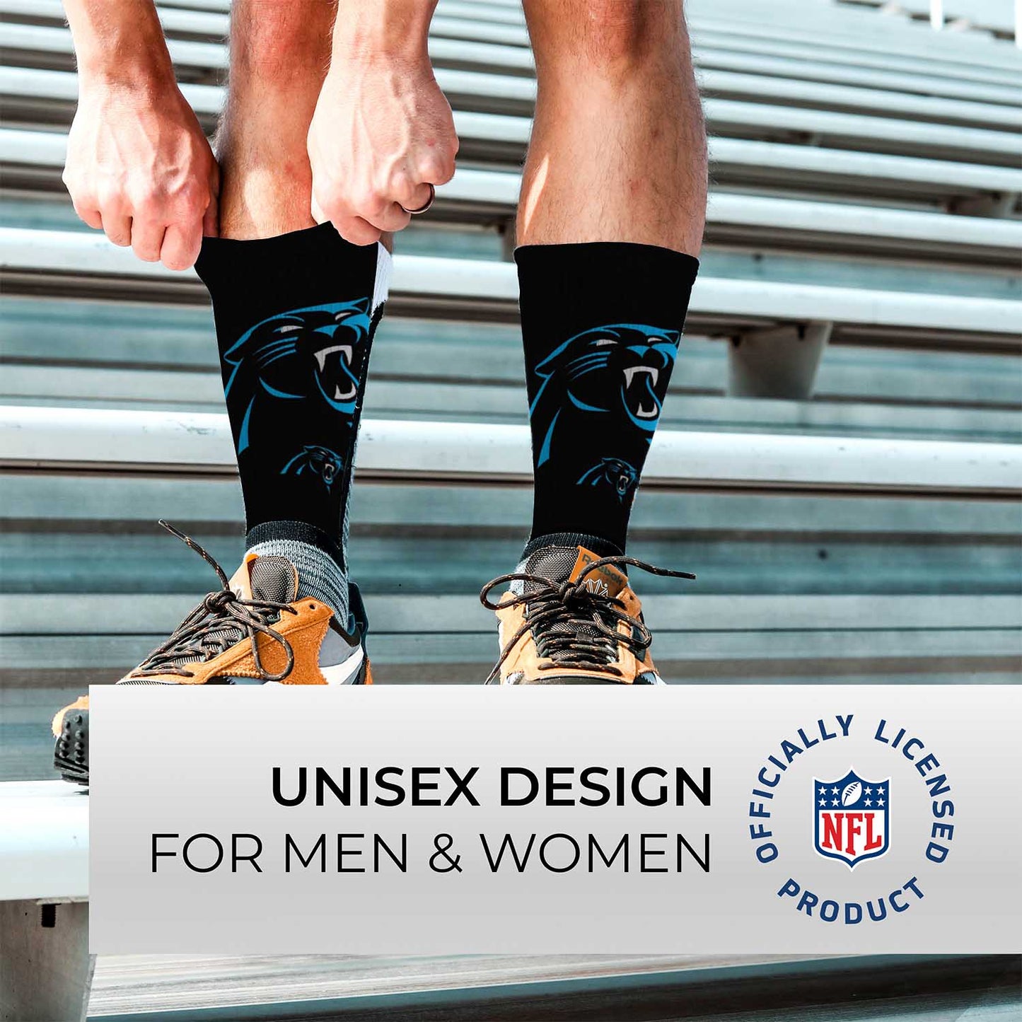 Carolina Panthers NFL Adult Curve Socks - Black