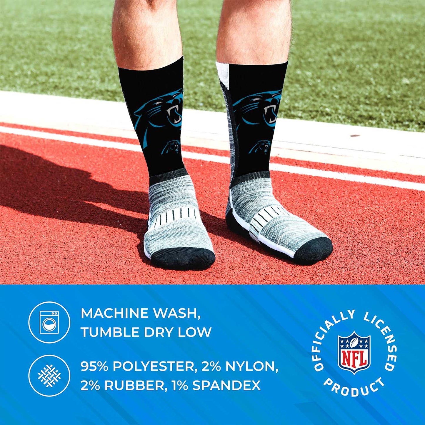 Carolina Panthers NFL Adult Curve Socks - Black