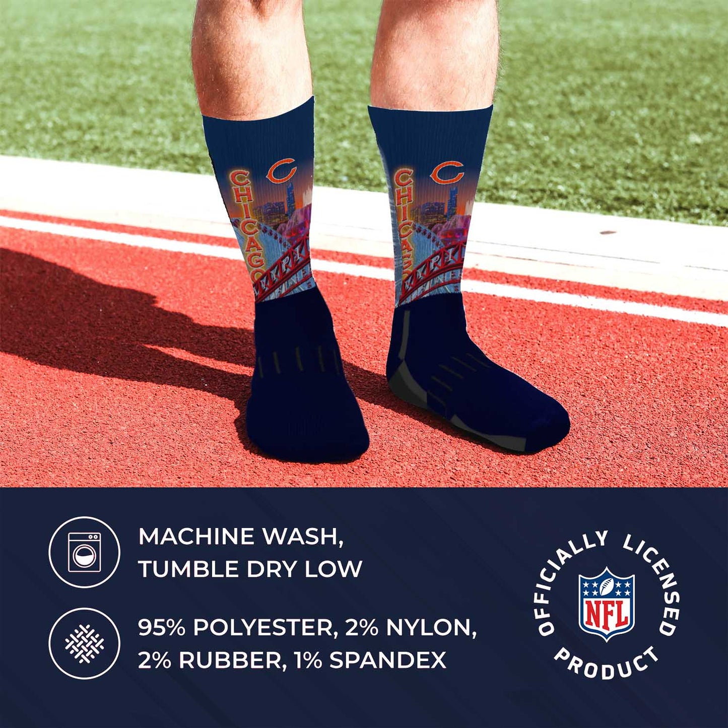Chicago Bears NFL Youth Zoom Location Crew Socks - Navy