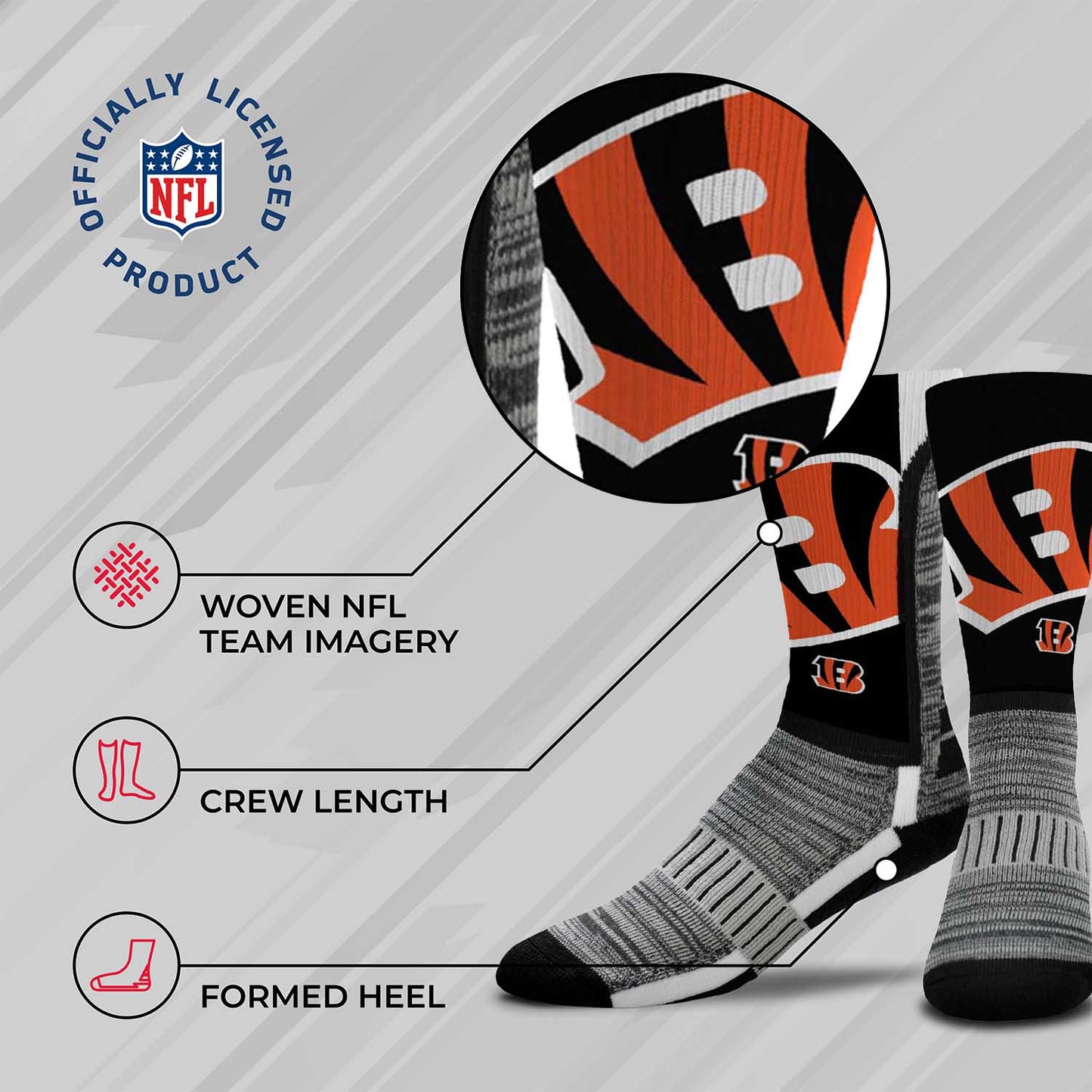 Cincinnati Bengals NFL Youth V Curve Socks - Black