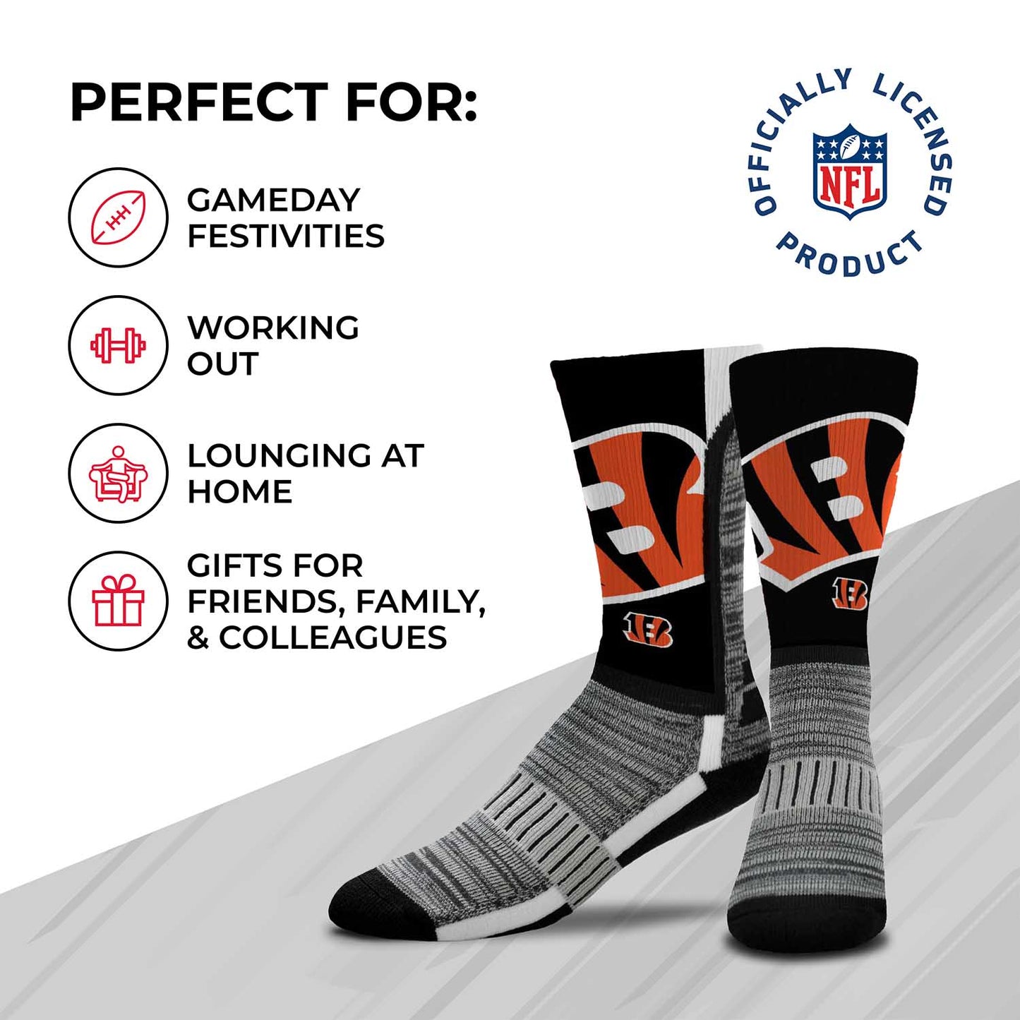 Cincinnati Bengals NFL Youth V Curve Socks - Black