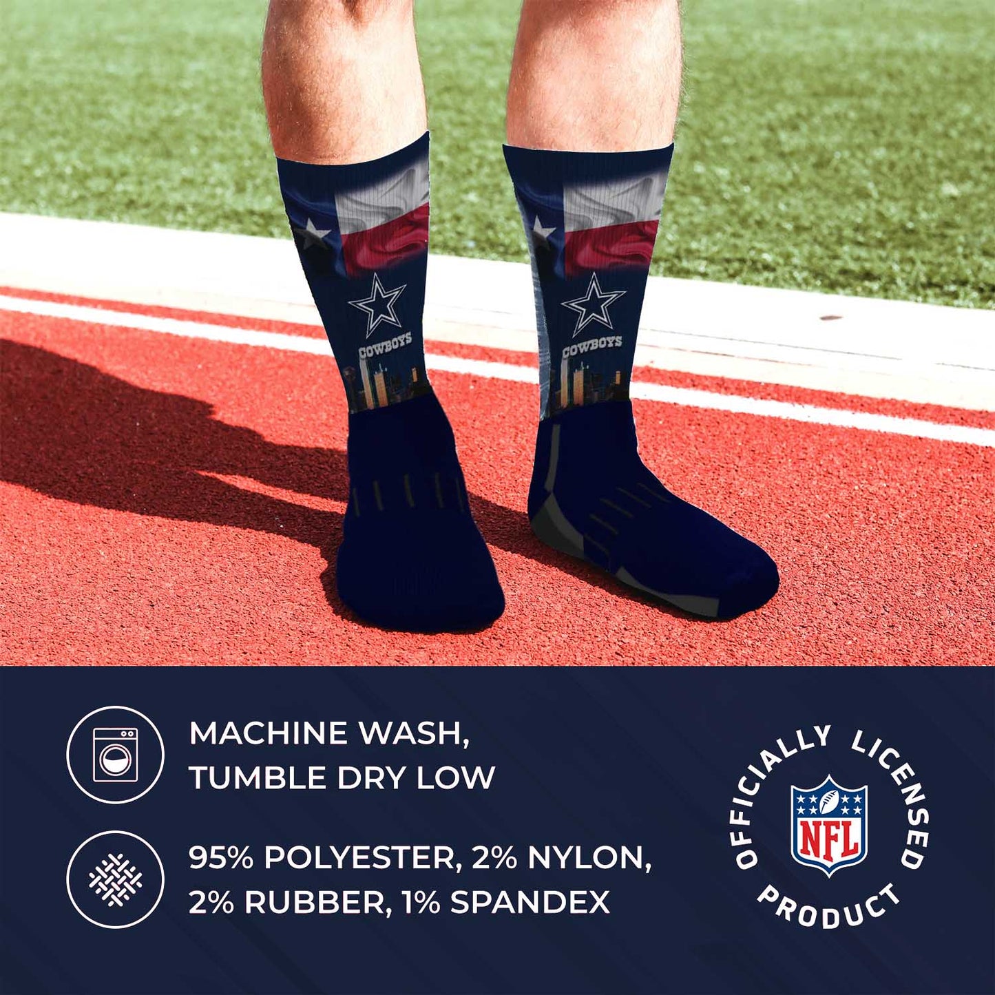 Dallas Cowboys NFL Adult Zoom Location Crew Socks - Navy