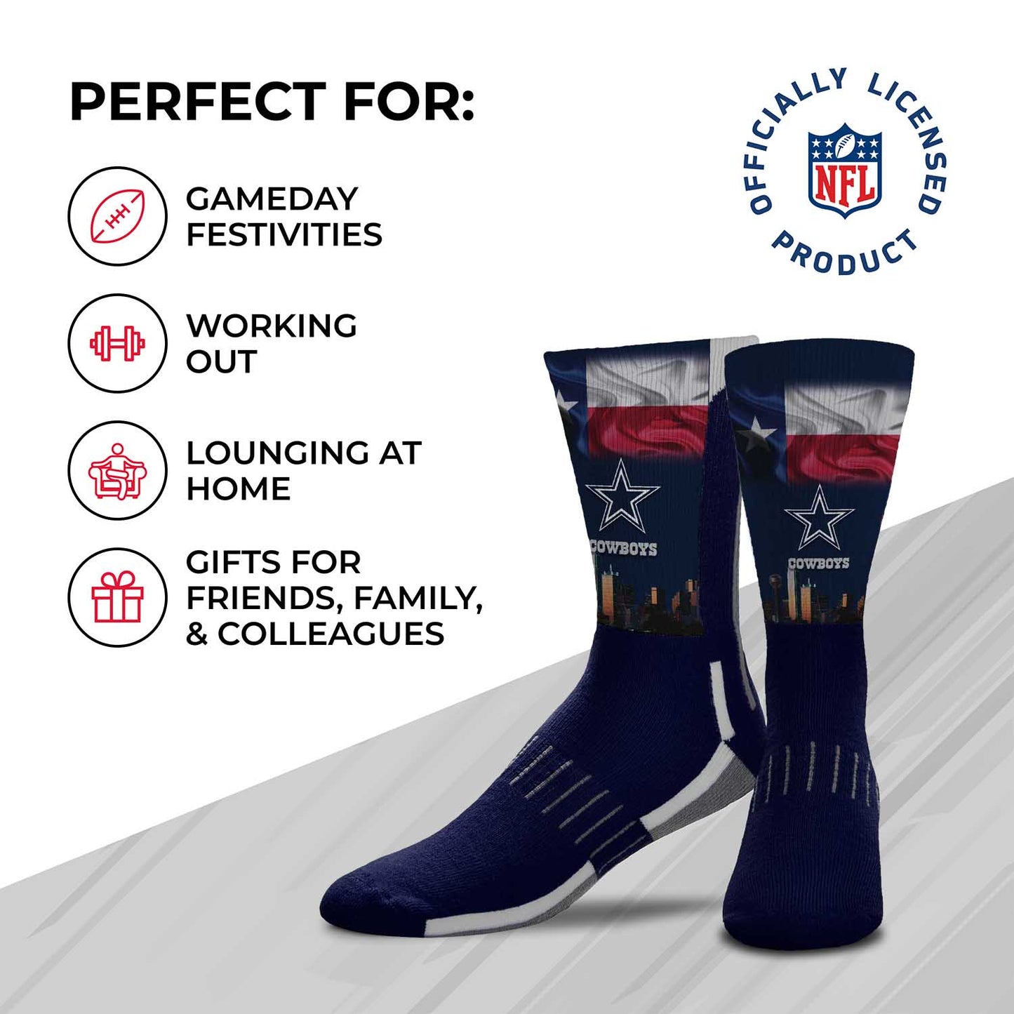 Dallas Cowboys NFL Adult Zoom Location Crew Socks - Navy