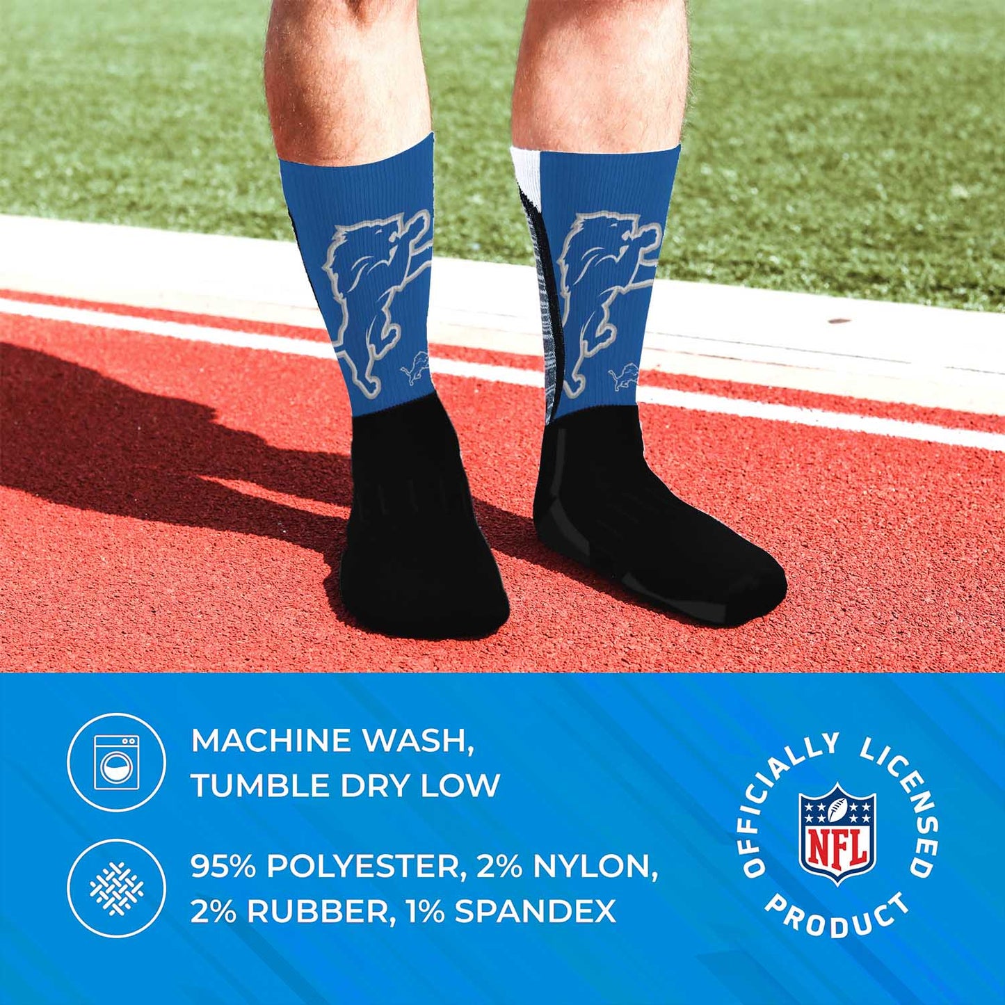 Detroit Lions NFL V Curve Socks - Black