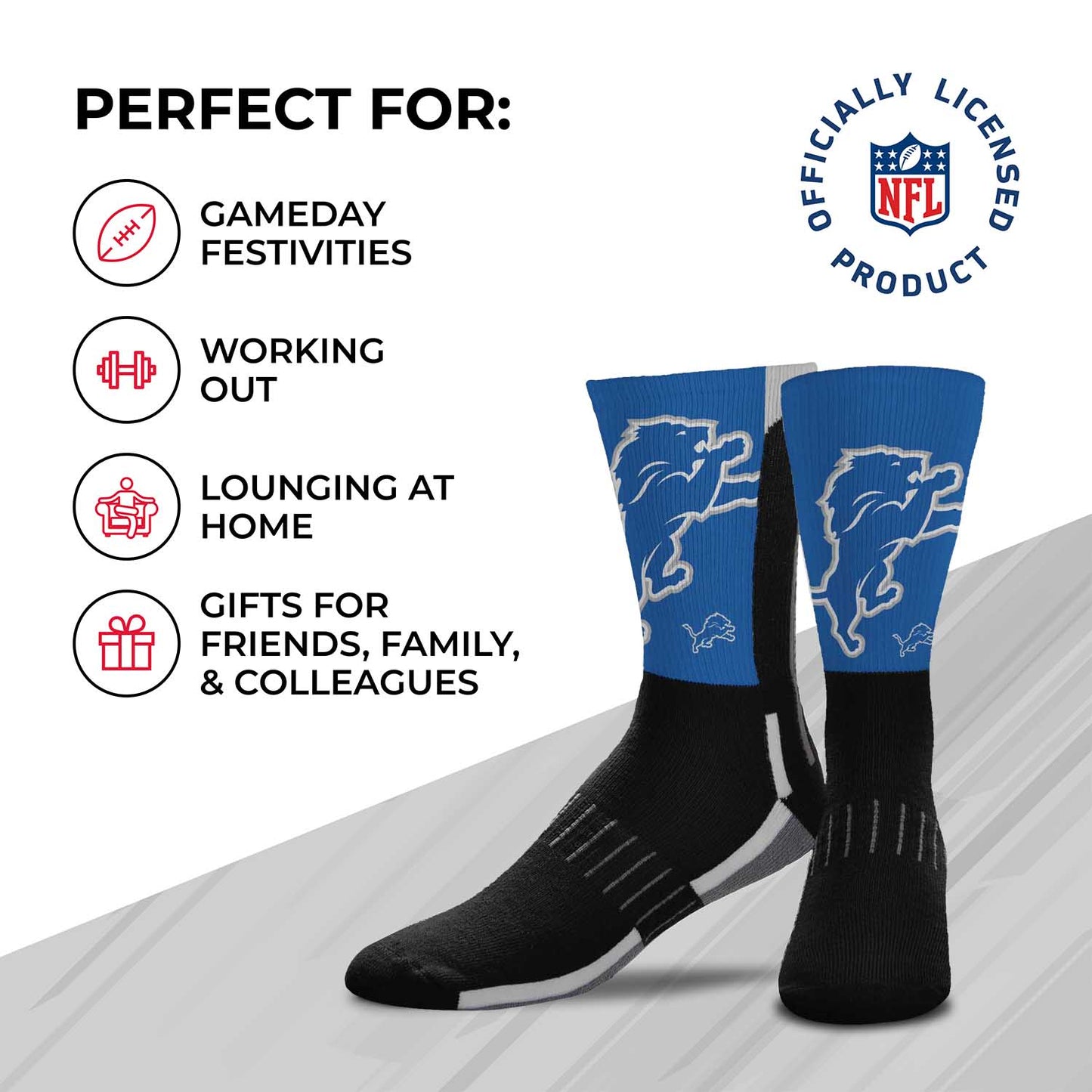 Detroit Lions NFL V Curve Socks - Black