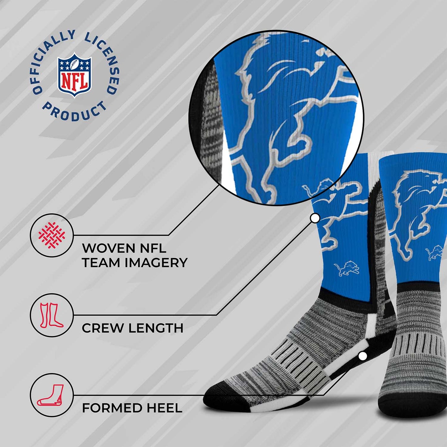 Detroit Lions NFL V Curve Socks - Blue