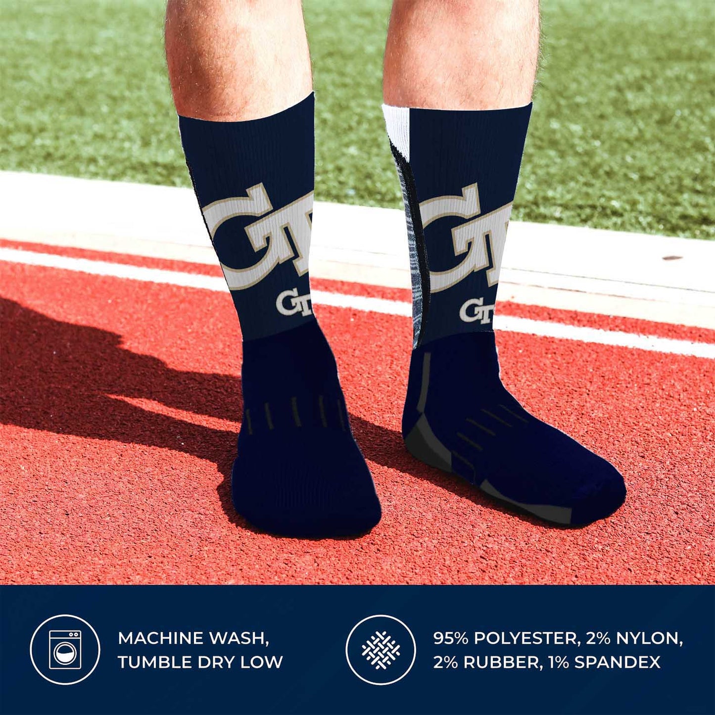 Georgia Tech Yellowjackets NCAA Adult State and University Crew Socks - Indigo/Navy