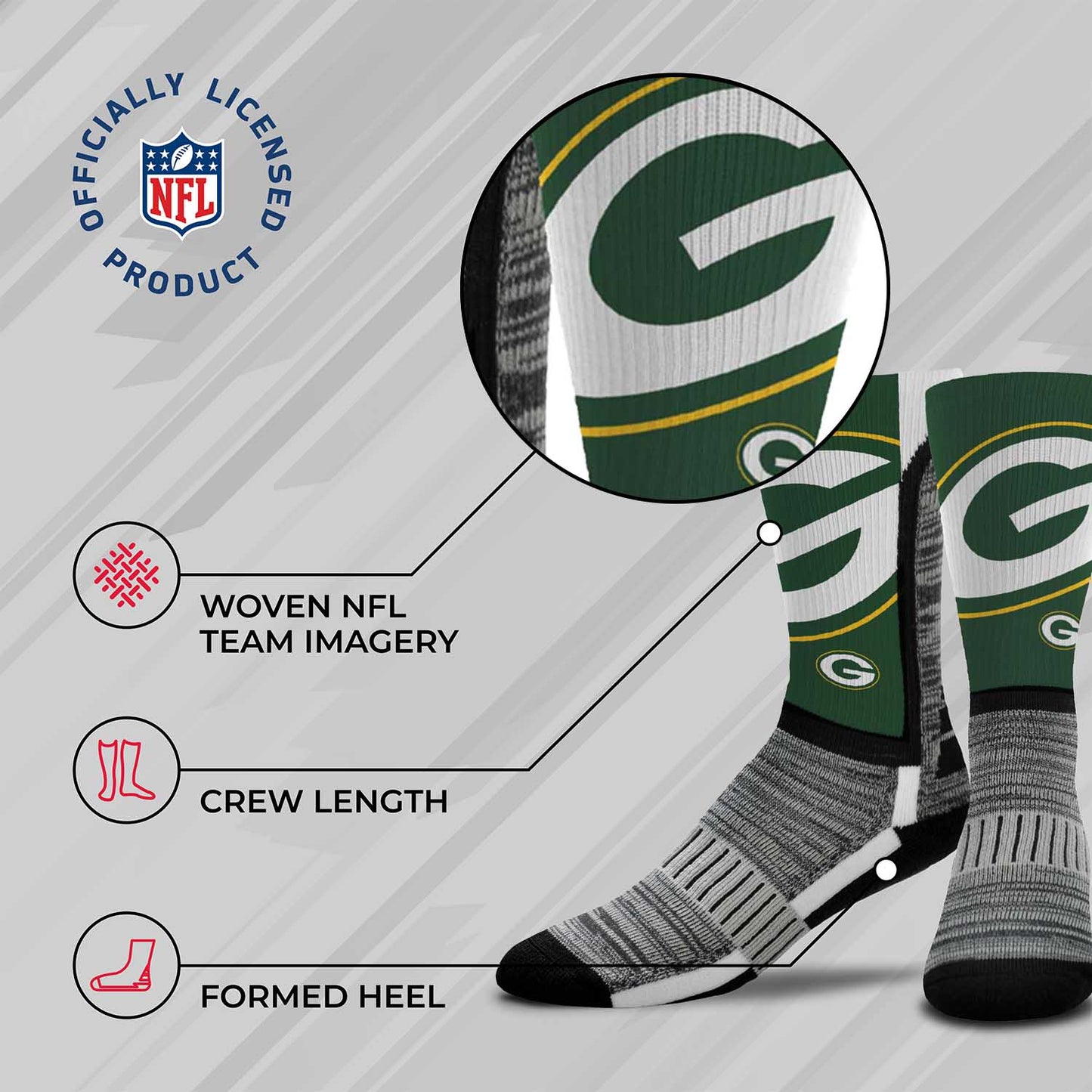 Green Bay Packers NFL V Curve Socks - Green