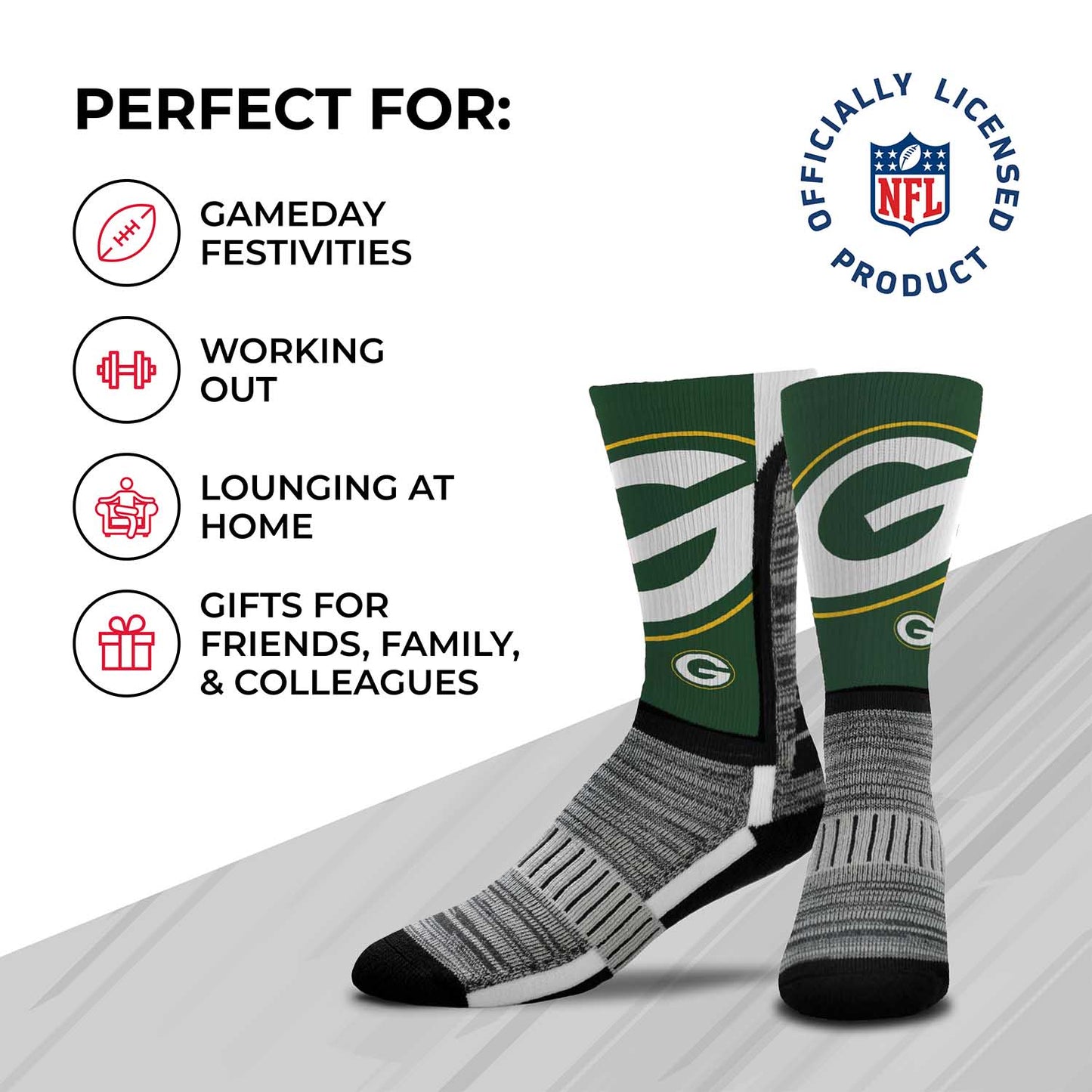 Green Bay Packers NFL V Curve Socks - Green