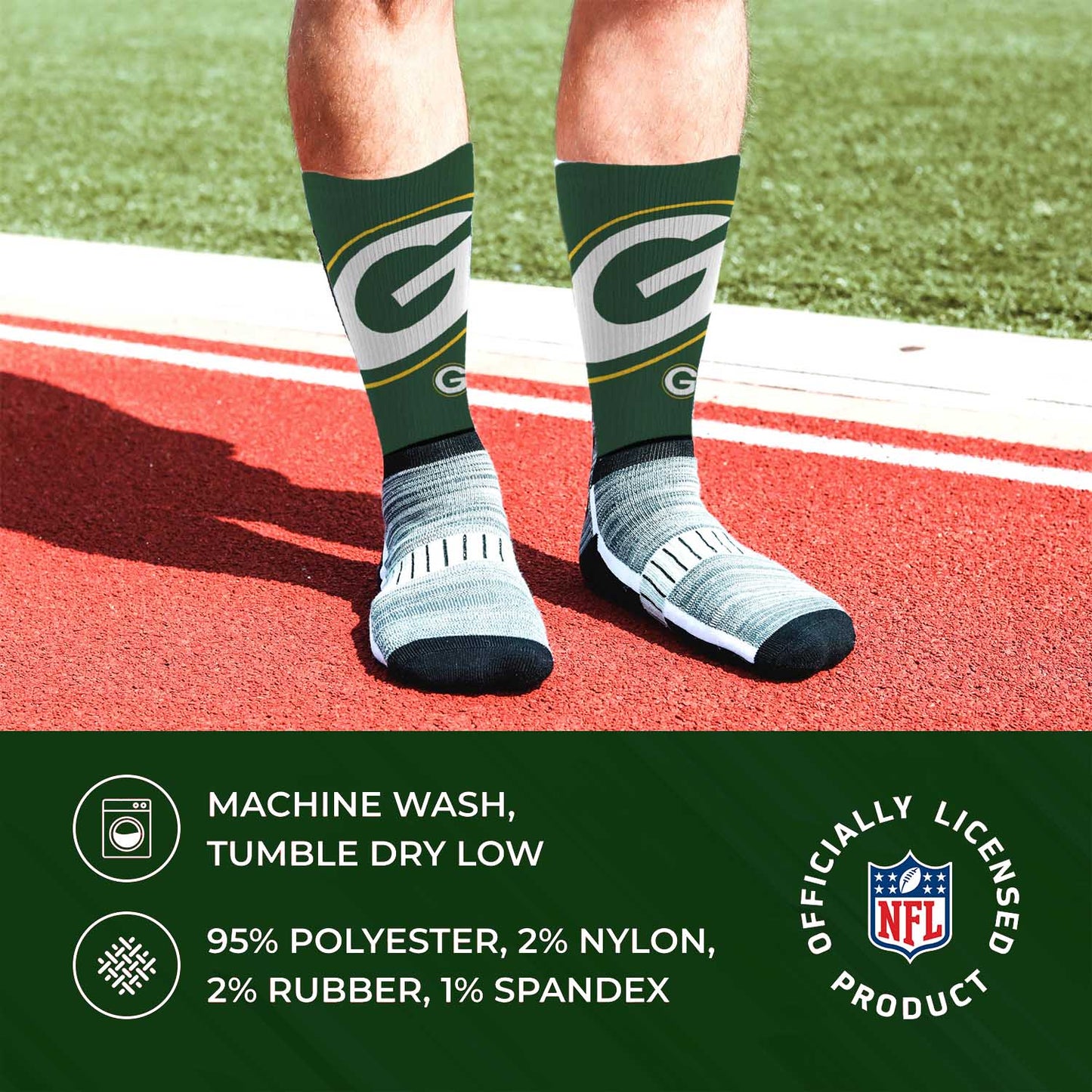 Green Bay Packers NFL V Curve Socks - Green