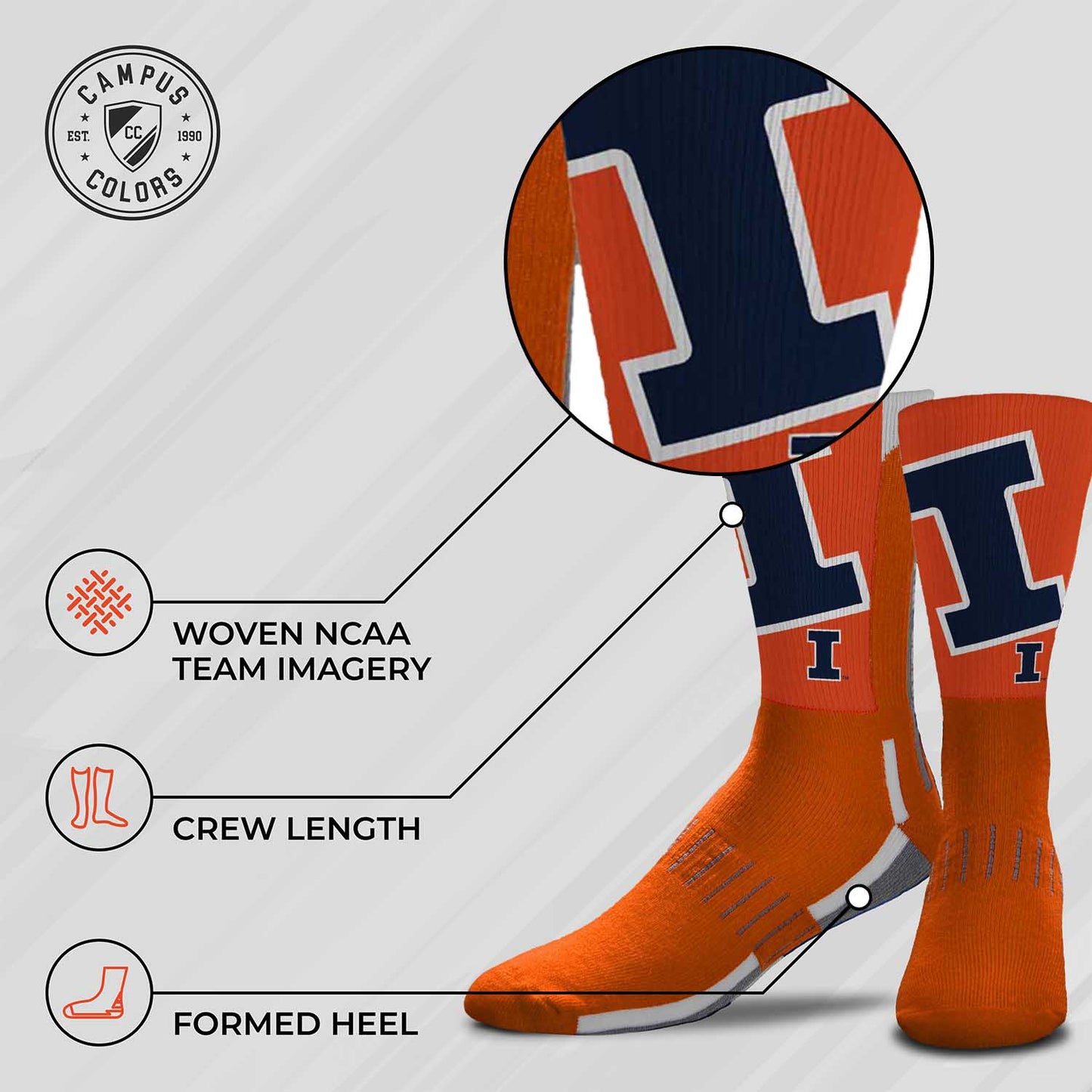 Illinois Fighting Illini NCAA Youth University Socks - Team Color