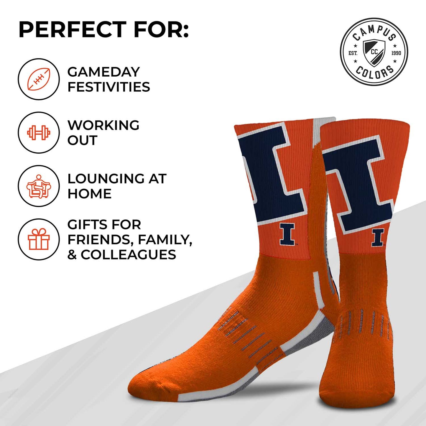 Illinois Fighting Illini NCAA Youth University Socks - Team Color