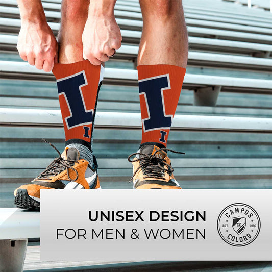 Illinois Fighting Illini NCAA Adult State and University Crew Socks - Team Color