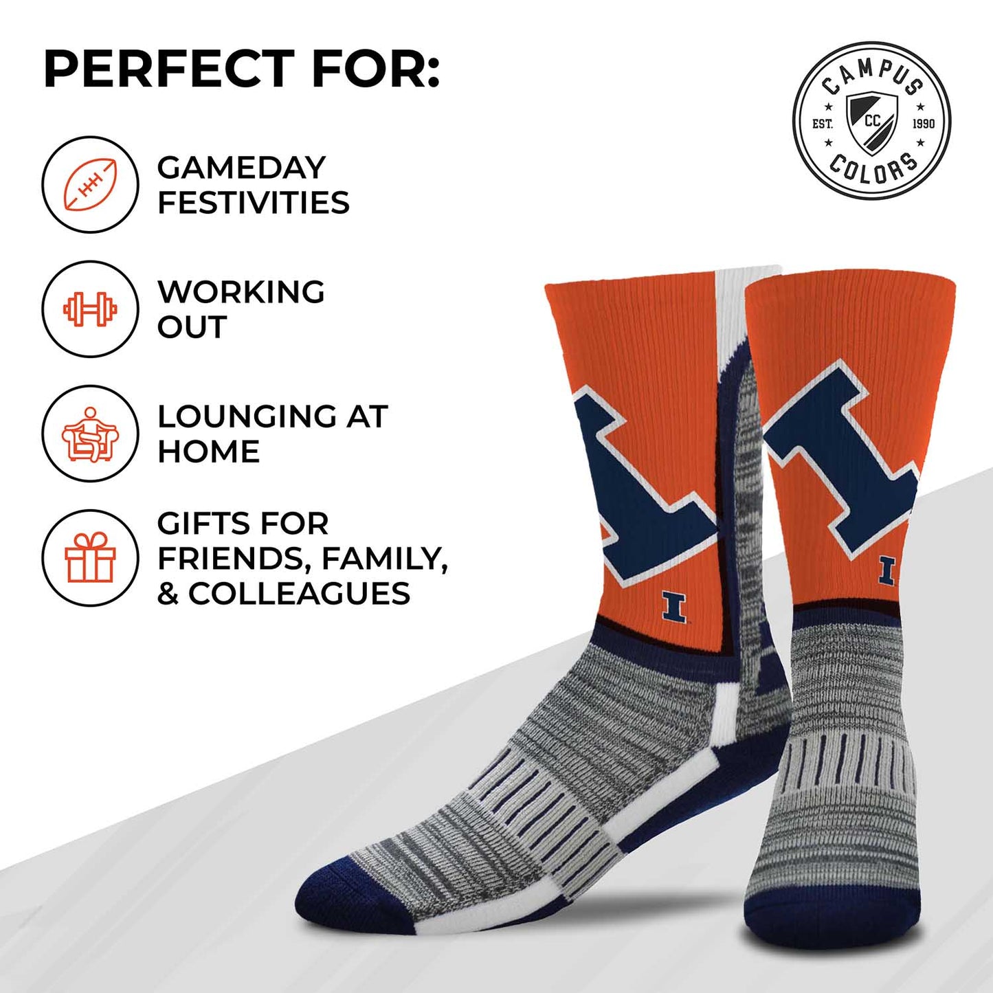 Illinois Fighting Illini NCAA Youth University Socks - Orange