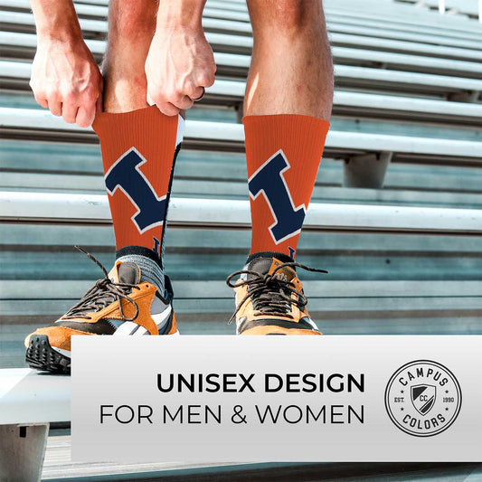 Illinois Fighting Illini NCAA Adult State and University Crew Socks - Orange
