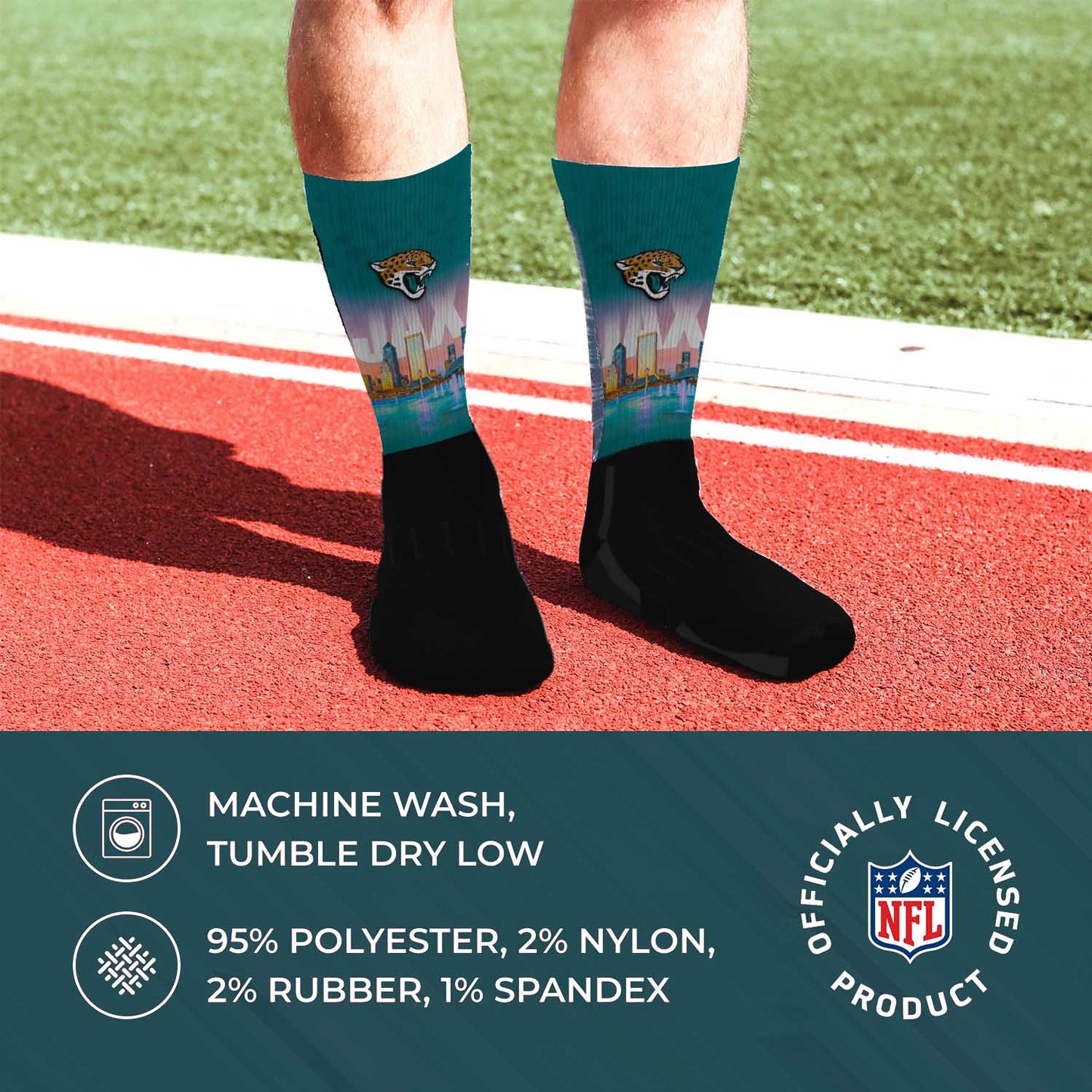 Jacksonville Jaguars NFL Adult Zoom Location Crew Socks - Black