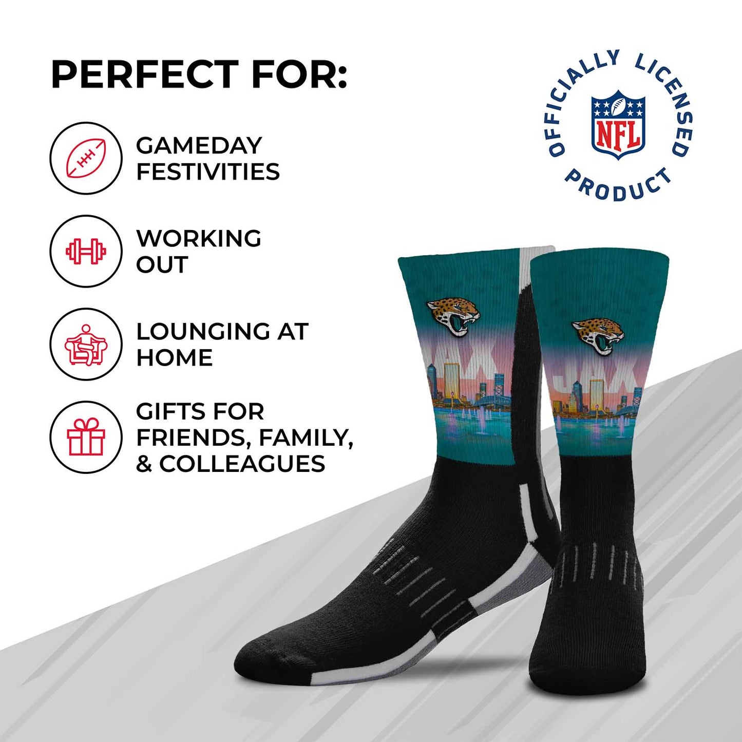 Jacksonville Jaguars NFL Adult Zoom Location Crew Socks - Black