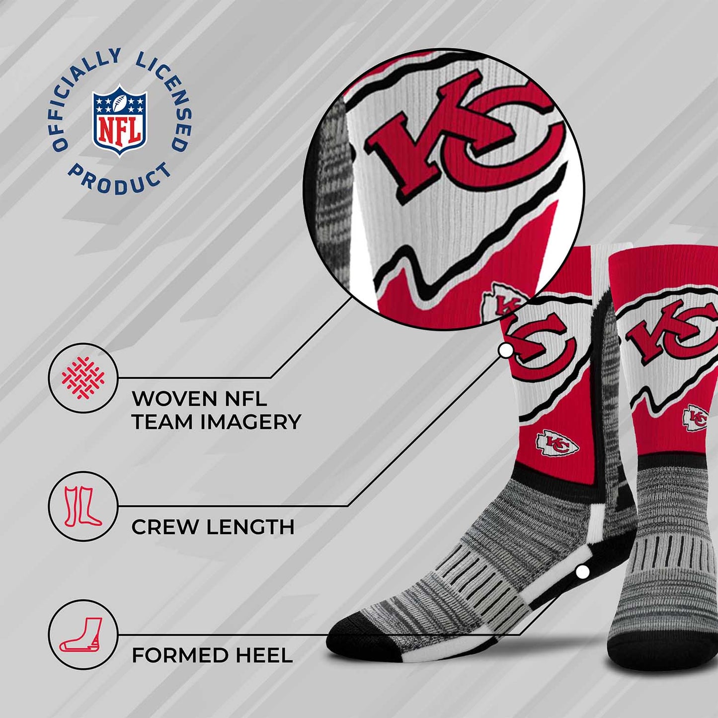 Kansas City Chiefs NFL Adult Curve Socks - Red