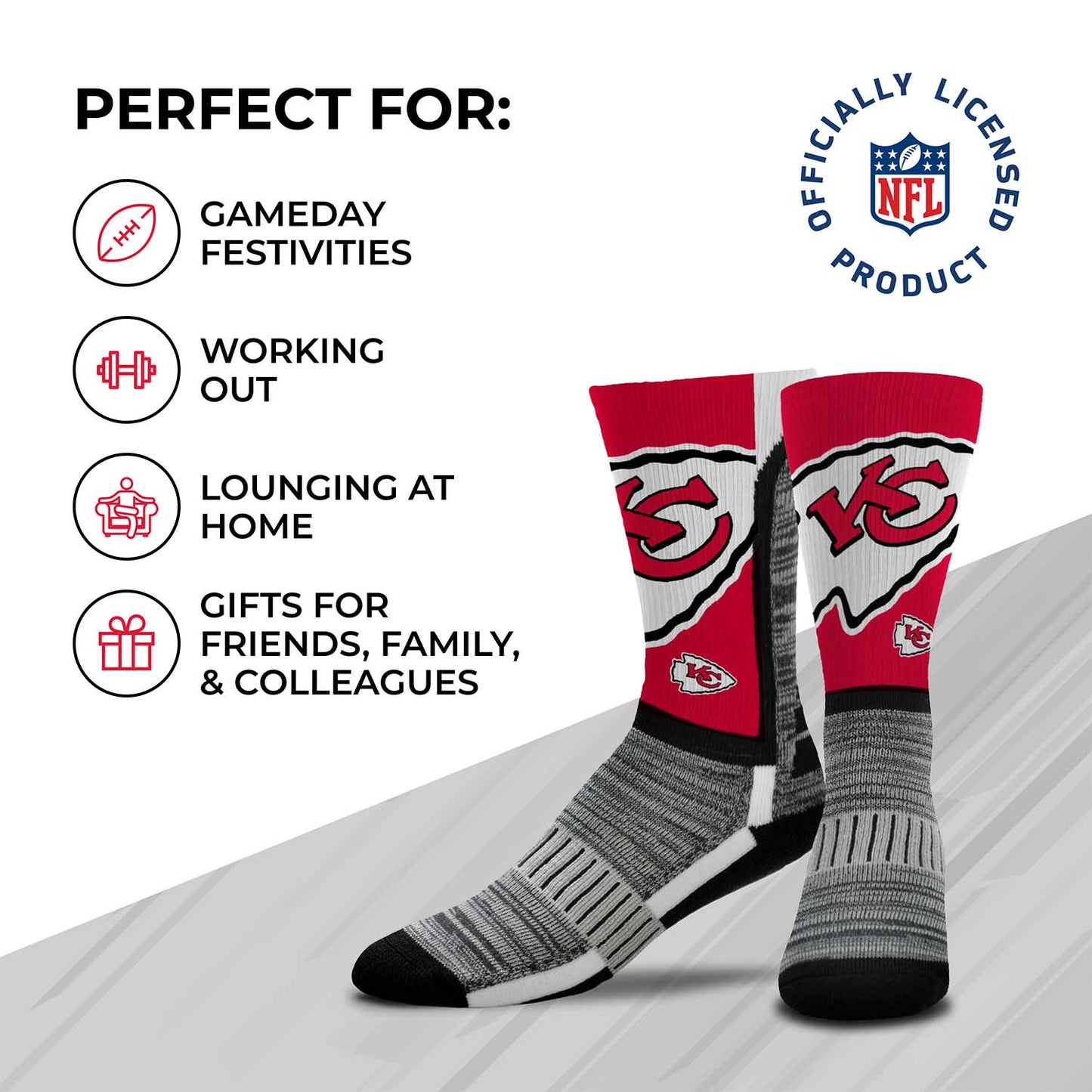 Kansas City Chiefs NFL Adult Curve Socks - Red