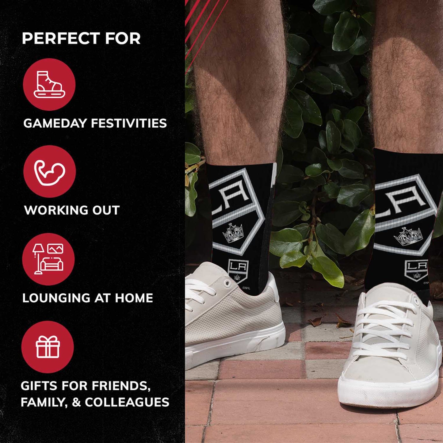 Los Angeles Kings Youth NHL Zoom Curve Team Crew Socks - Black