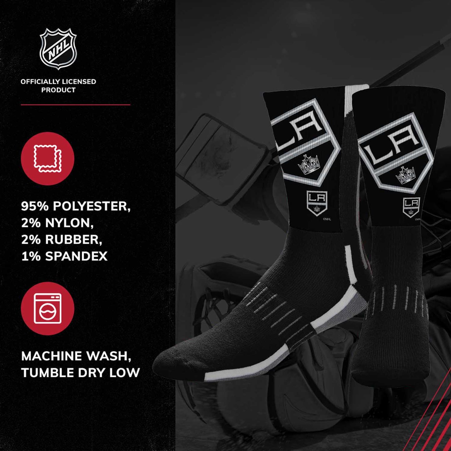 Los Angeles Kings Youth NHL Zoom Curve Team Crew Socks - Black