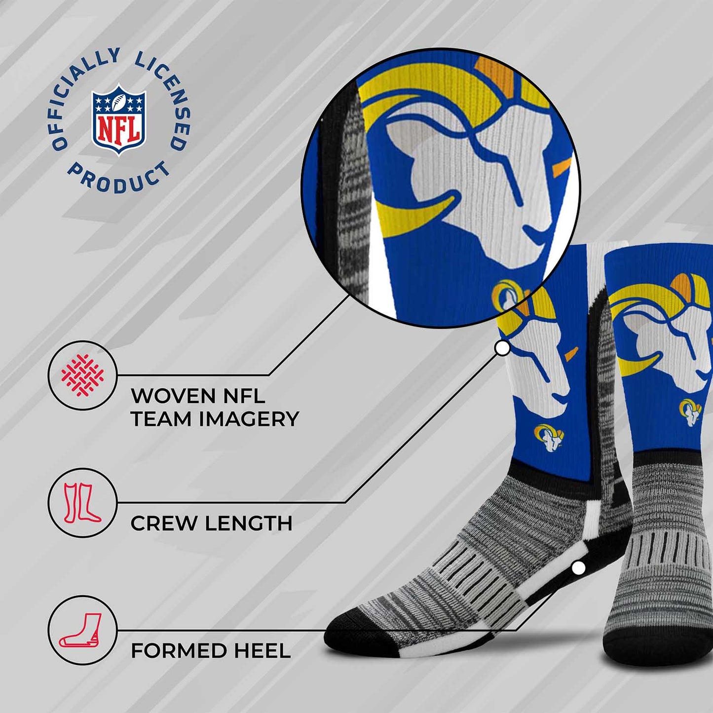 Los Angeles Rams NFL Adult Curve Socks - Blue