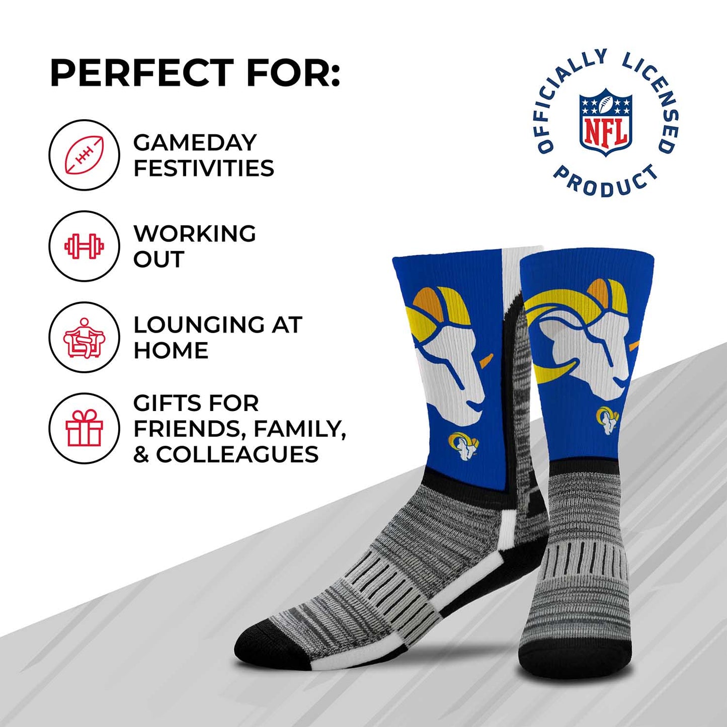 Los Angeles Rams NFL Adult Curve Socks - Blue