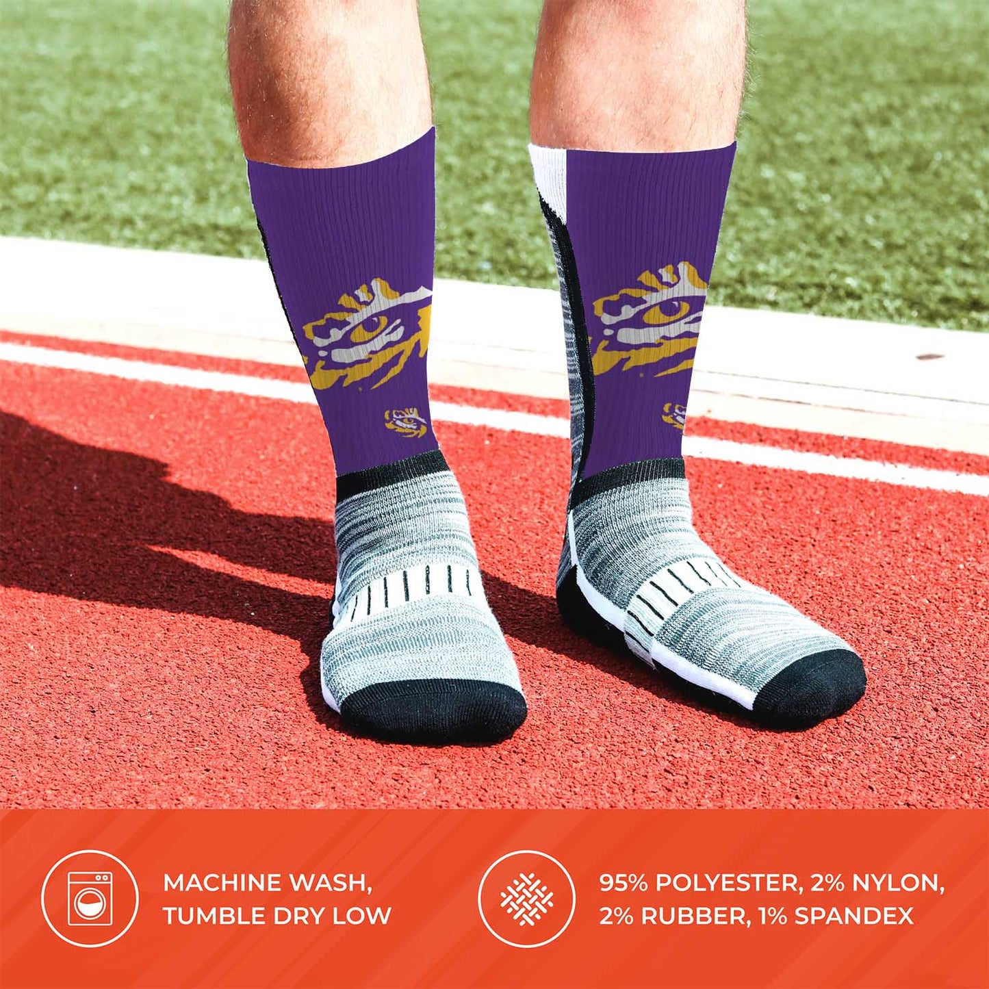 LSU Tigers NCAA Adult State and University Crew Socks - Purple