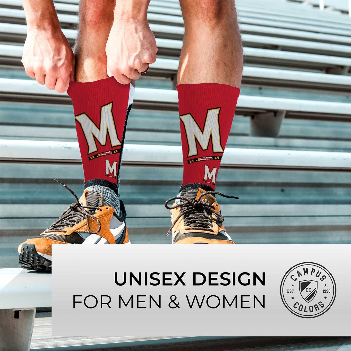Maryland Terrapins NCAA Adult State and University Crew Socks - Cardinal