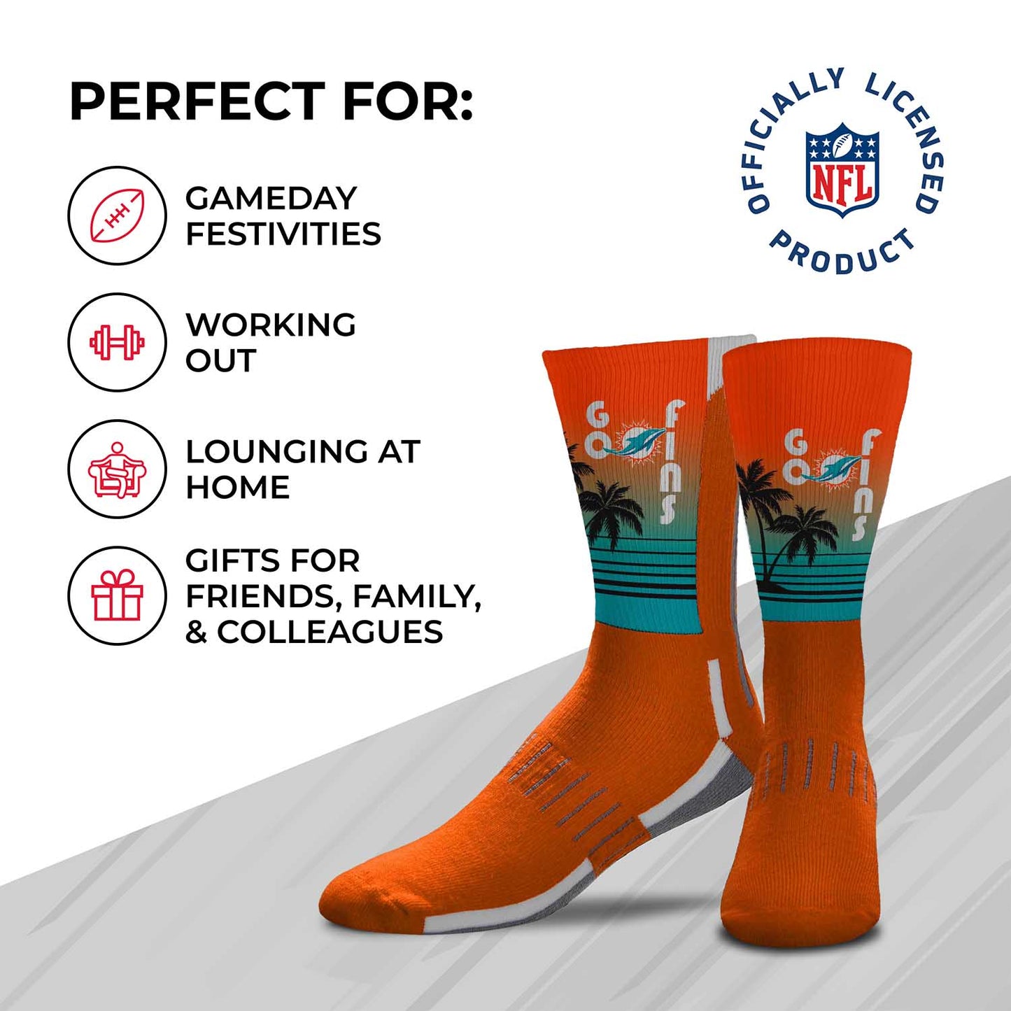 Miami Dolphins NFL Youth Zoom Location Crew Socks - Orange