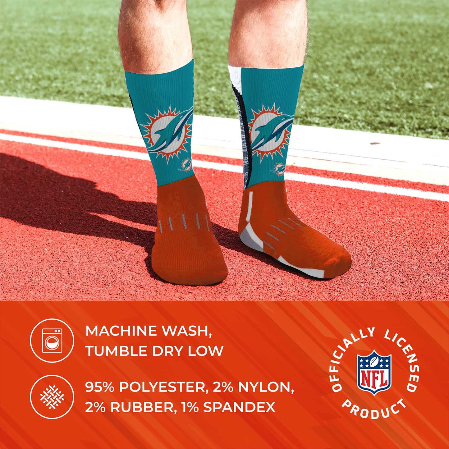 Miami Dolphins NFL V Curve Socks - Orange