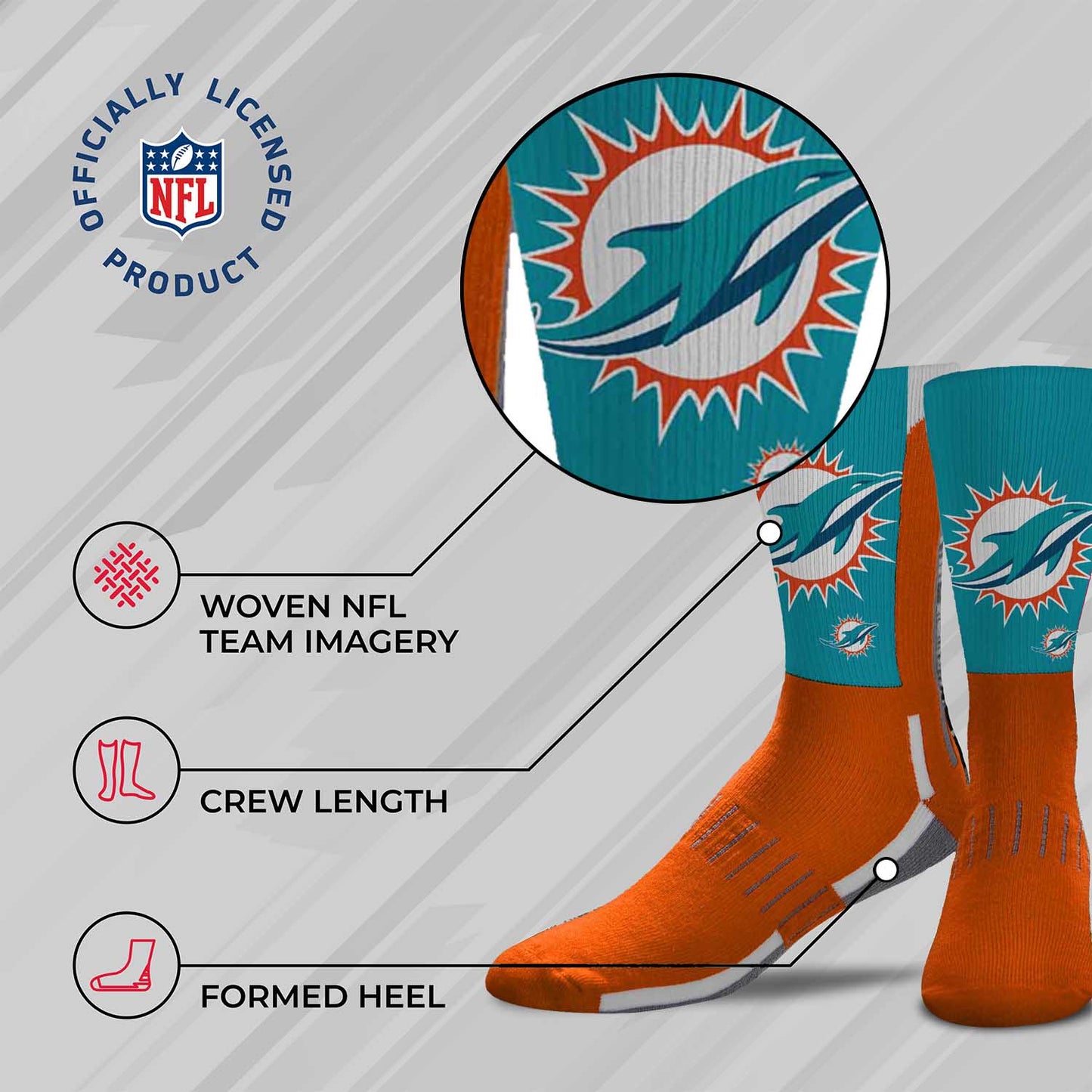 Miami Dolphins NFL V Curve Socks - Orange