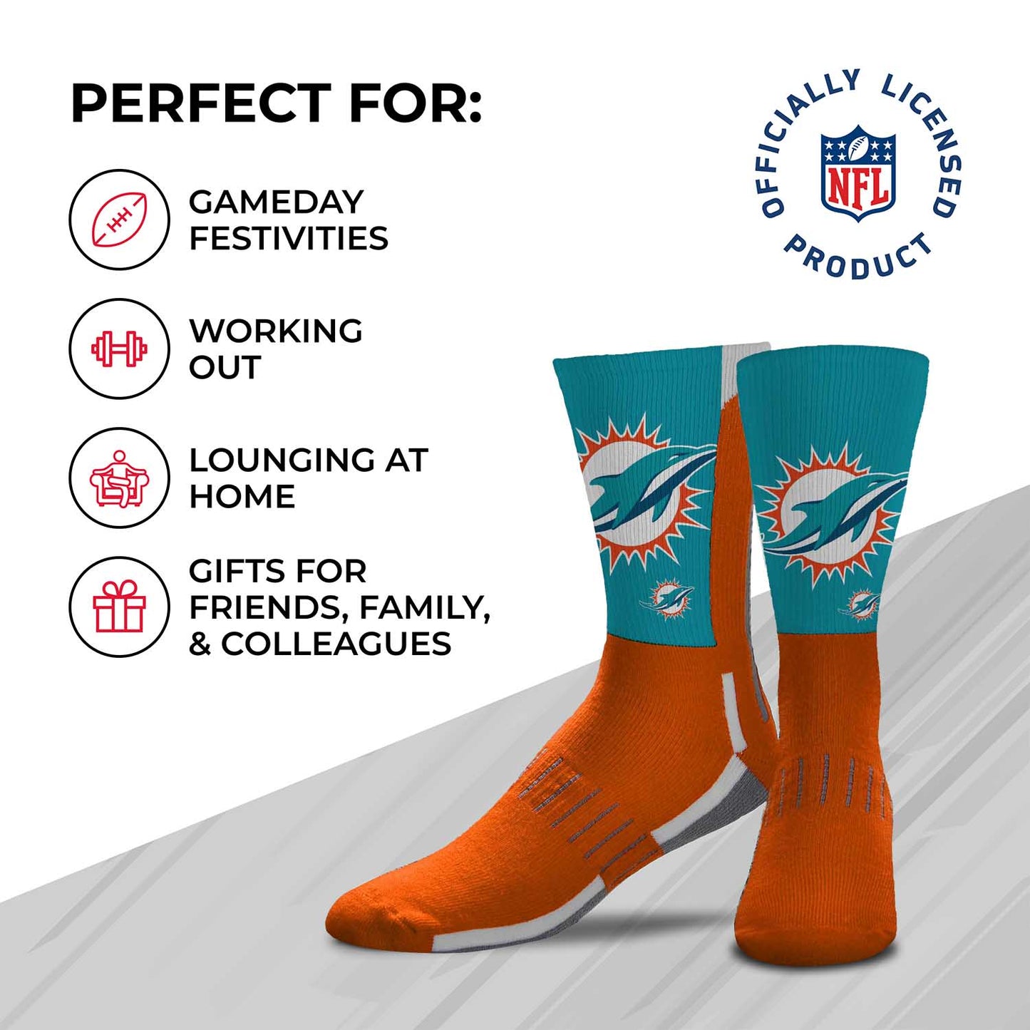 Miami Dolphins NFL V Curve Socks - Orange