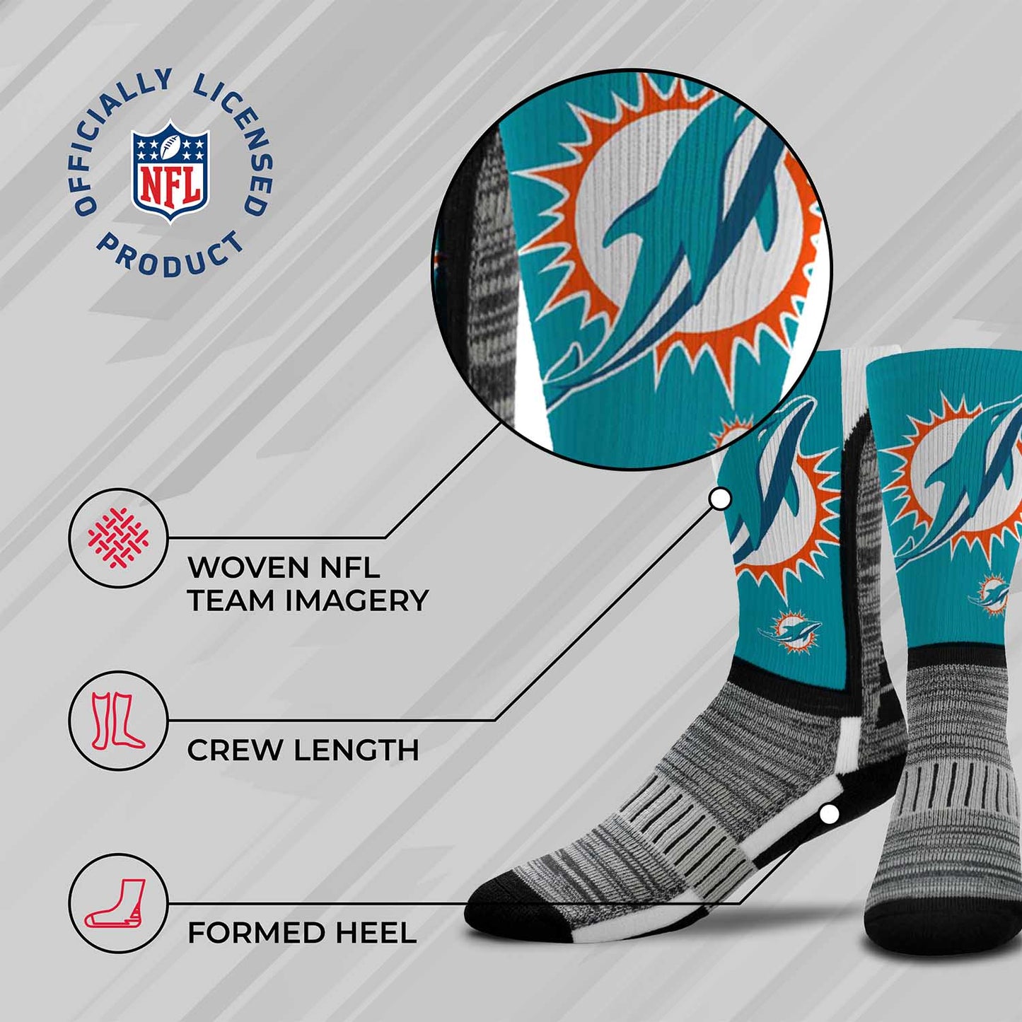 Miami Dolphins NFL V Curve Socks - Teal